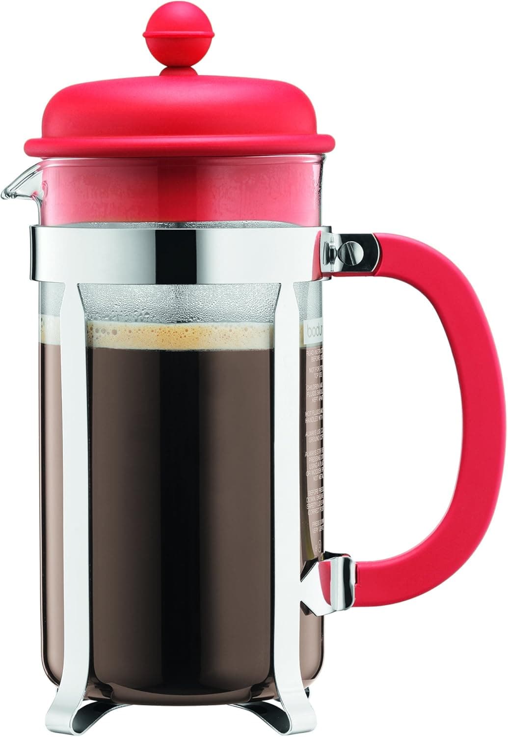 Bodum 1918-137B Caffettiera Coffee Maker, 8 Cup/1.0 L/34 oz, Red