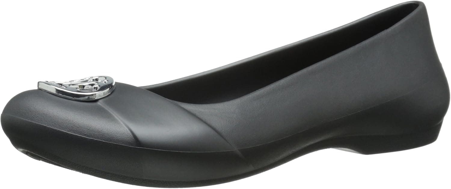 crocs Women's Gianna Disc W Ballet Flat, Graphite/Silver, 10 B(M) US