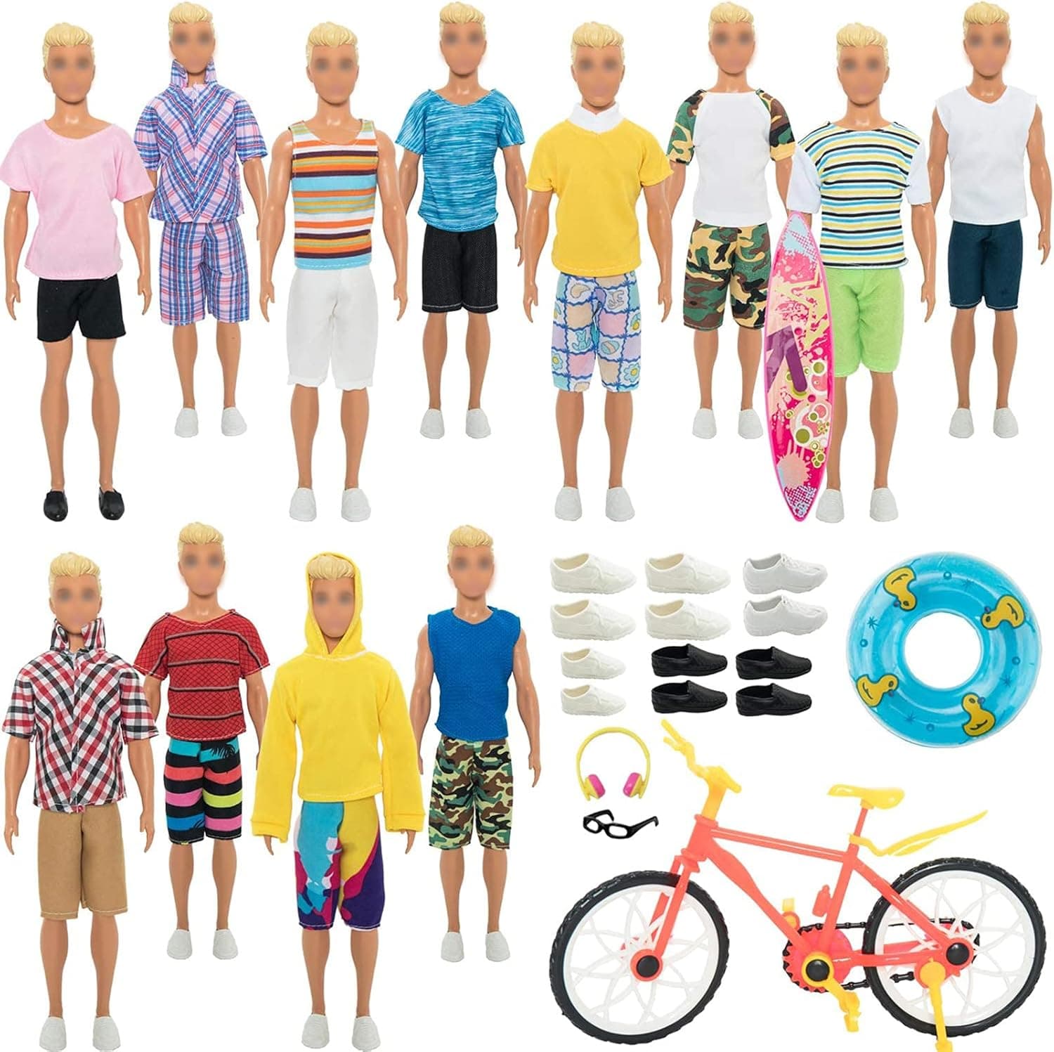 SOTOGO 41 Pieces Doll Clothes and Accessories for 12 Inch Boy Doll Include Doll Clothes/Casual Clothes/Career Outfits/Jacket Pants Tops, 6 Pairs Shoes and 5 Pieces Sport Doll Accessories