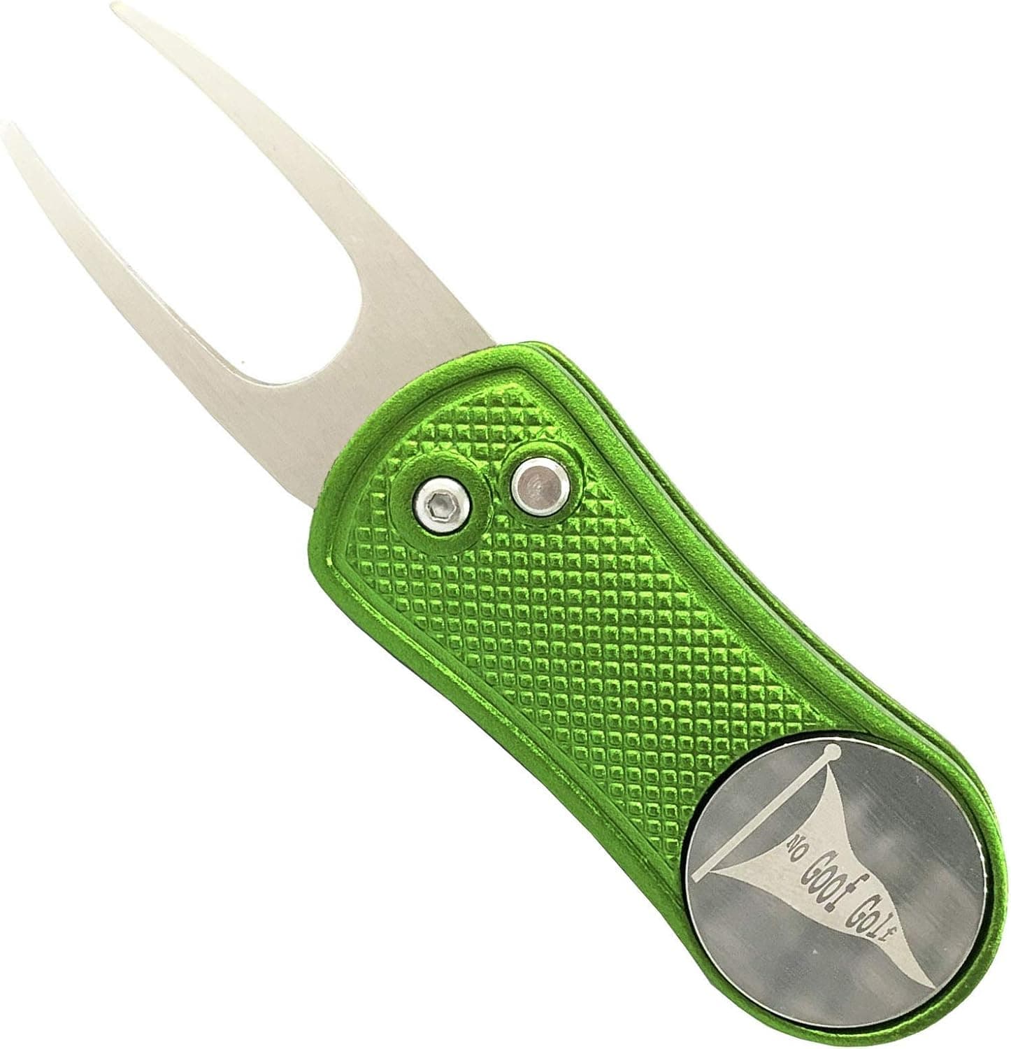 No Goof Golf Divot Repair Tool with Magnetic Ball Marker - Pop-up Button Foldable Divot Tool - Metal Divot Tools with Laser Engraved Ball Marker (Multi-Colors/Shapes)