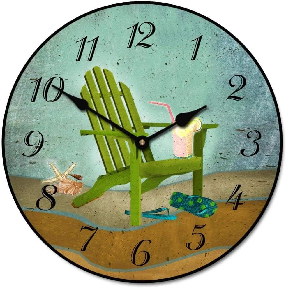 The Big Clock Beach Clocks | Ultra Quiet Quartz Mechanism | Hand Made in USA Beautiful Crisp Lasting Color | Comes in 8 Sizes (12-Inch, 5. Summertime)