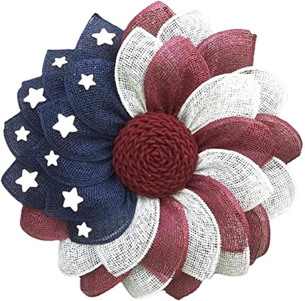 4th of July Independence Day Wreath for Front Door,Red White Blue Ribbon Decor,Memorial Veterans Independence Day Hanging Garland Outdoor Indoor Home for Wall Porch Decor (StyleE)