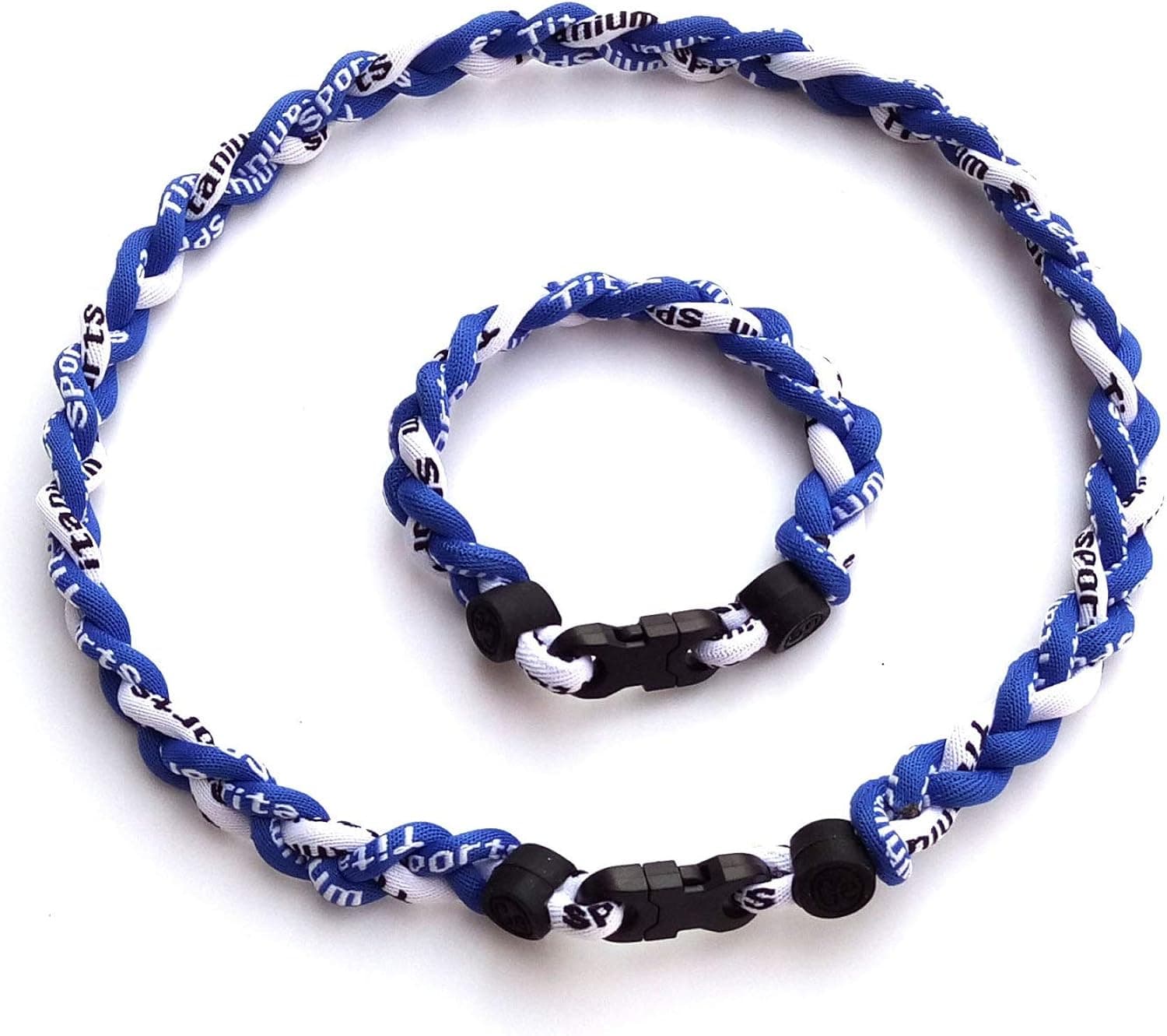 CEBUY 3 Rope Braided Tornado Titanium Sport Baseball Necklace 20" & Bracelet 8"
