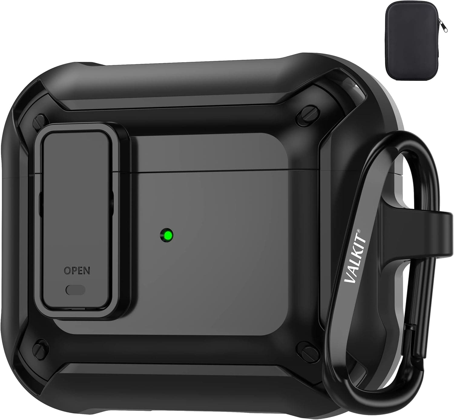 Valkit for Airpods 3rd Generation Case Cover with Lock, Military Armor Cool AirPods 3 Case with Keychain for Men Women Hard Shell Shockproof Air Pod 3 Case for AirPod 3rd Gen Case 2021, Black