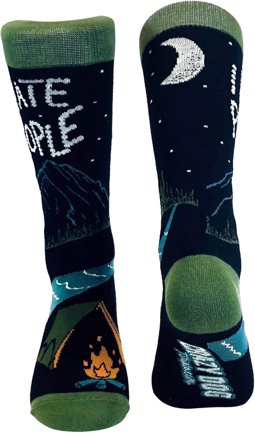 I Hate People Socks Funny Camping Sarcastic Introvert Outdoor Cool Joke Sock (Black) - Mens (7-12)