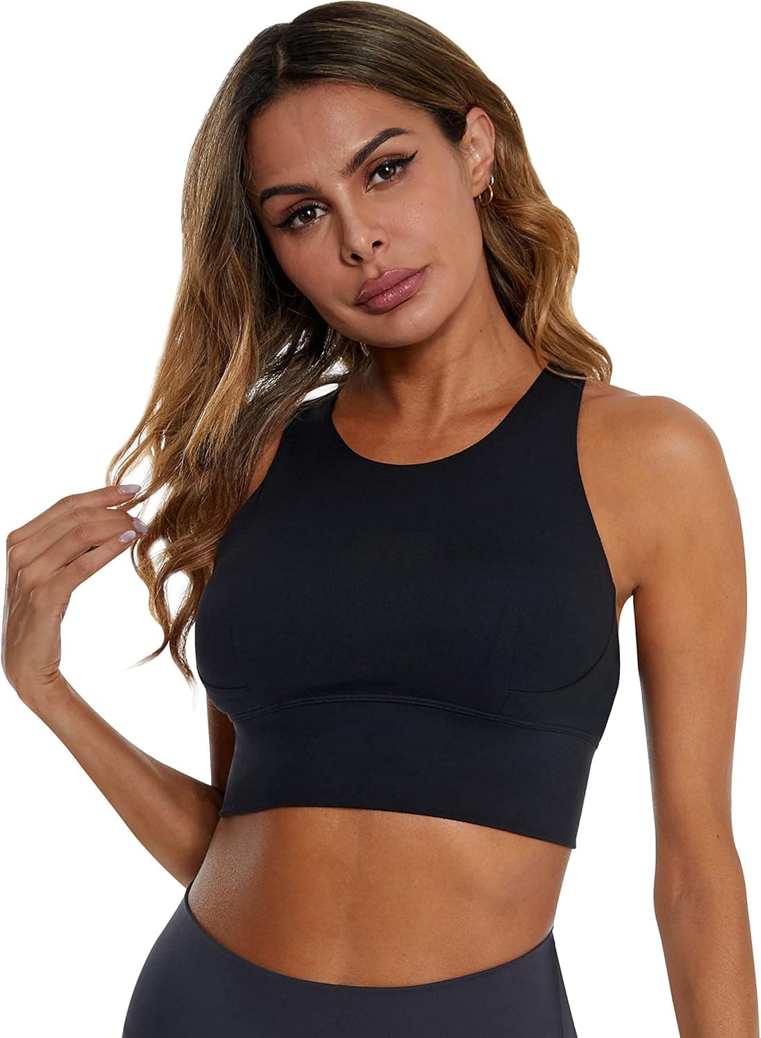 Mipaws Women's Longline Sports Bra Wirefree Padded Yoga & Workout Tank Tops Medium Support with Removable Cups