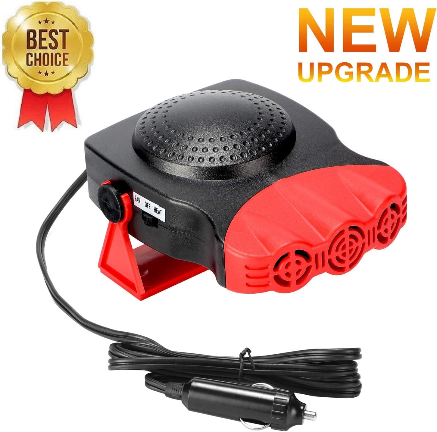 Car Heater,Car Defogger,Windshield Defroster Plugs into Cigarette Lighter,Auto Electronic Heater Fan Fast Heating Defrost 12V 150W Heating Cooling 2 in 1 Function 3-Outlet Car Heater (Red and Black)