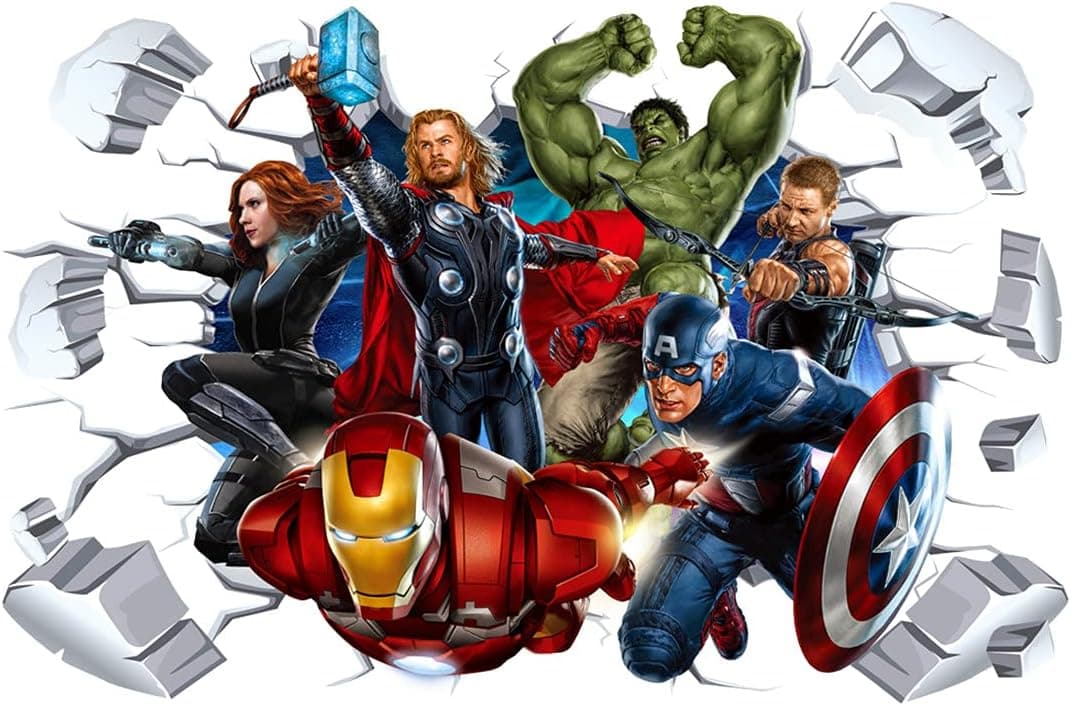 ZI XIN Superhero Wall Stickers Avengers Wall Decals Excellent Vinyl Wall Decor for Boys Room Living Room  ( Size 35.4 x 23.6 inch), 35.4 inch x 23.6 inch