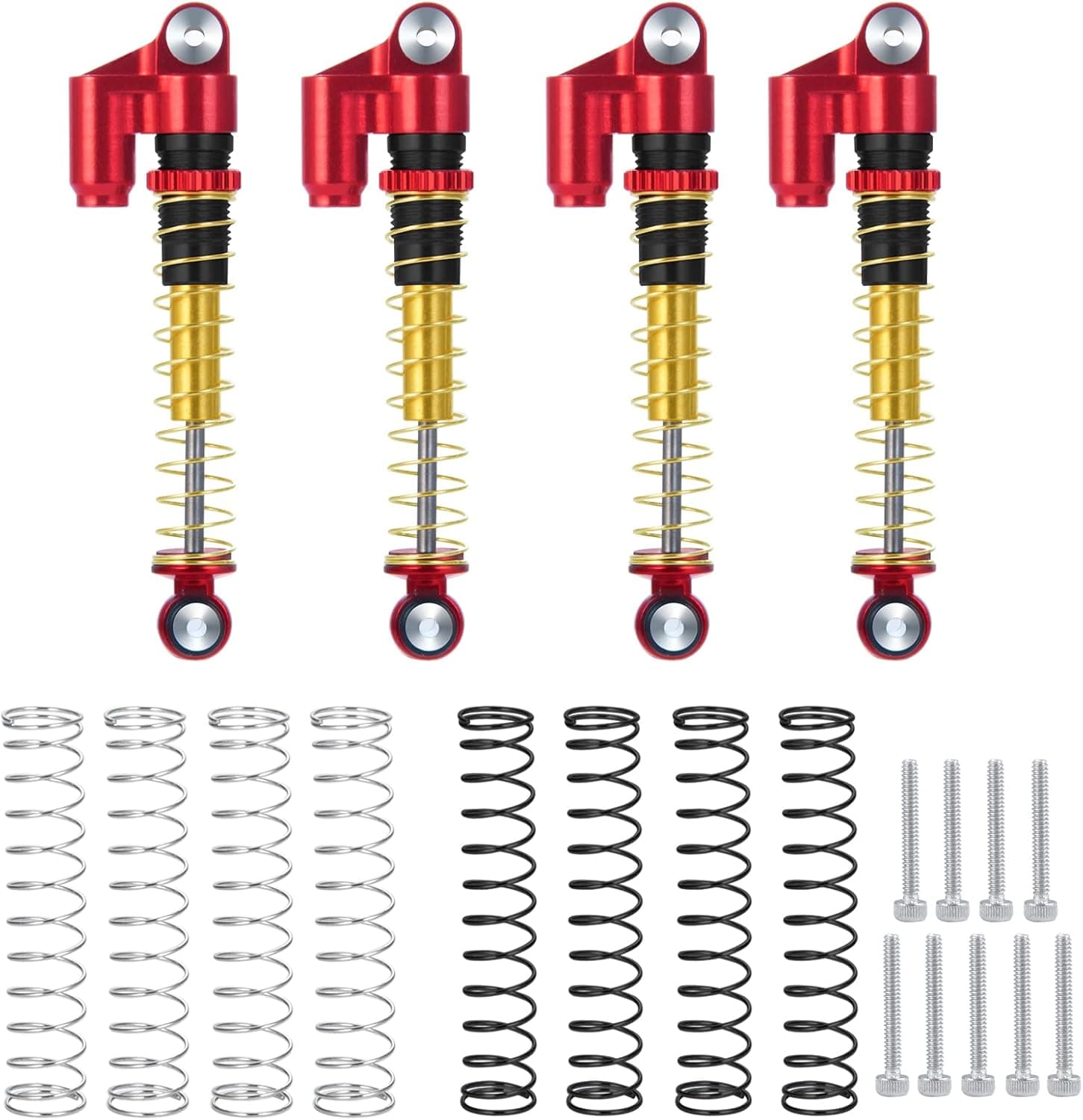 RCLions RC Shocks 43mm Adjustable Absorber Damper for 1:24th Axial SCX24 AXI90081 Deadbolt RC Crawler Car Upgrades (Red)
