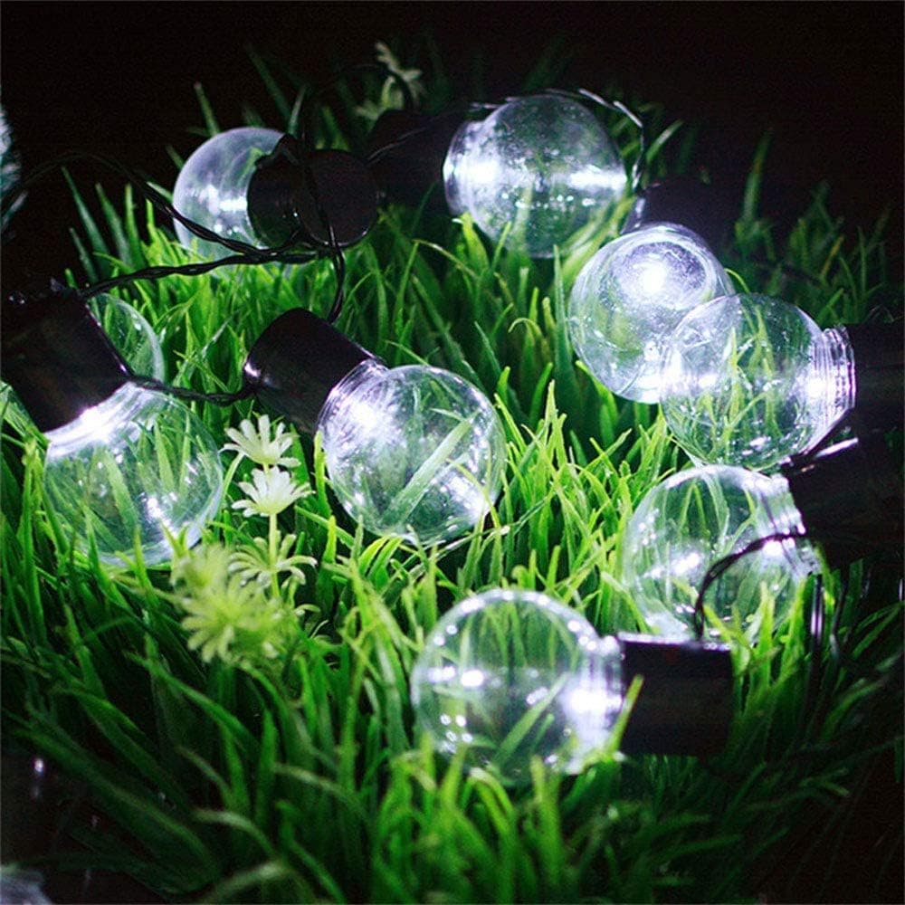 Aluvee Solar Globe String Lights, 10 LEDs Outdoor Fairy Lights for Garden Party Patio Bistro Market Cafe Hanging Umbrella Lamp Backyard Lights (White)