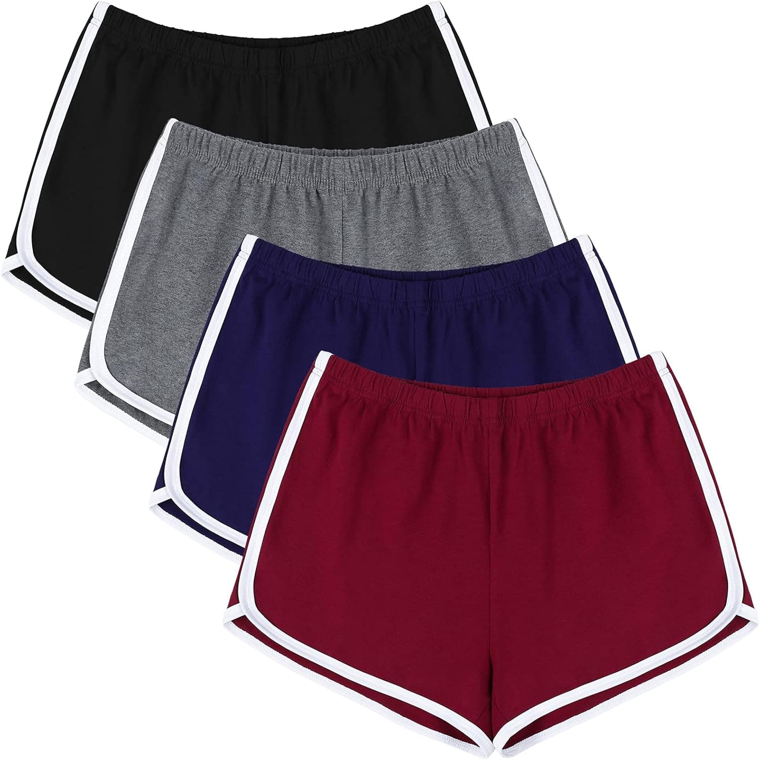 URATOT 4 Pack Yoga Short Pants Cotton Sports Shorts Gym Dance Workout Shorts Dolphin Running Athletic Shorts for Women