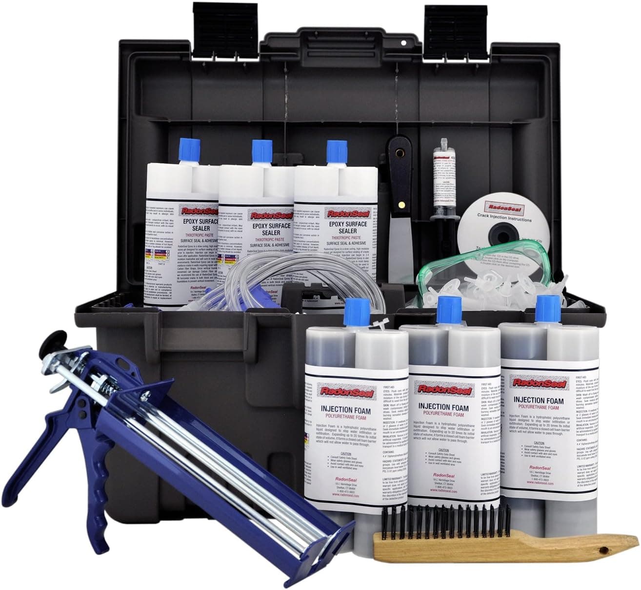 RadonSeal PRO Foundation Crack Injection Toolkit (30 ft) – The Professional Concrete Crack Repair Kit