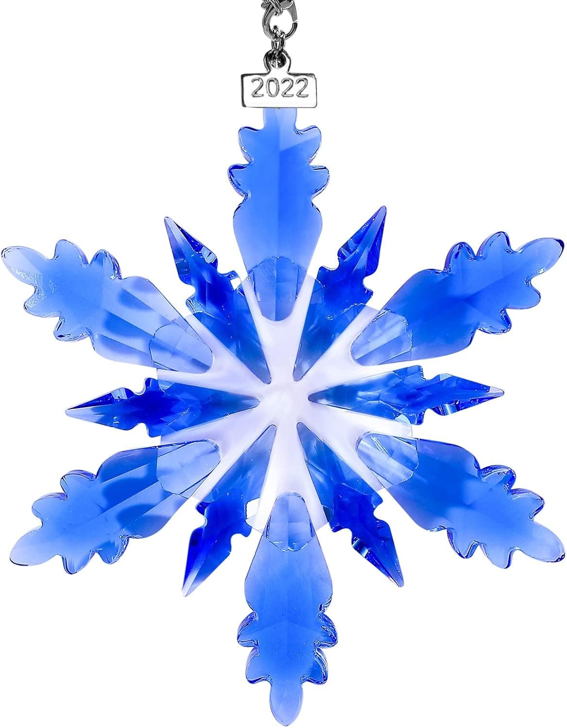 2022 AnnualEdition Snowflake Crystal Christmas Ornament, Snow Angel Large Crystal Ornament Display Winter Home Decor (Blue)