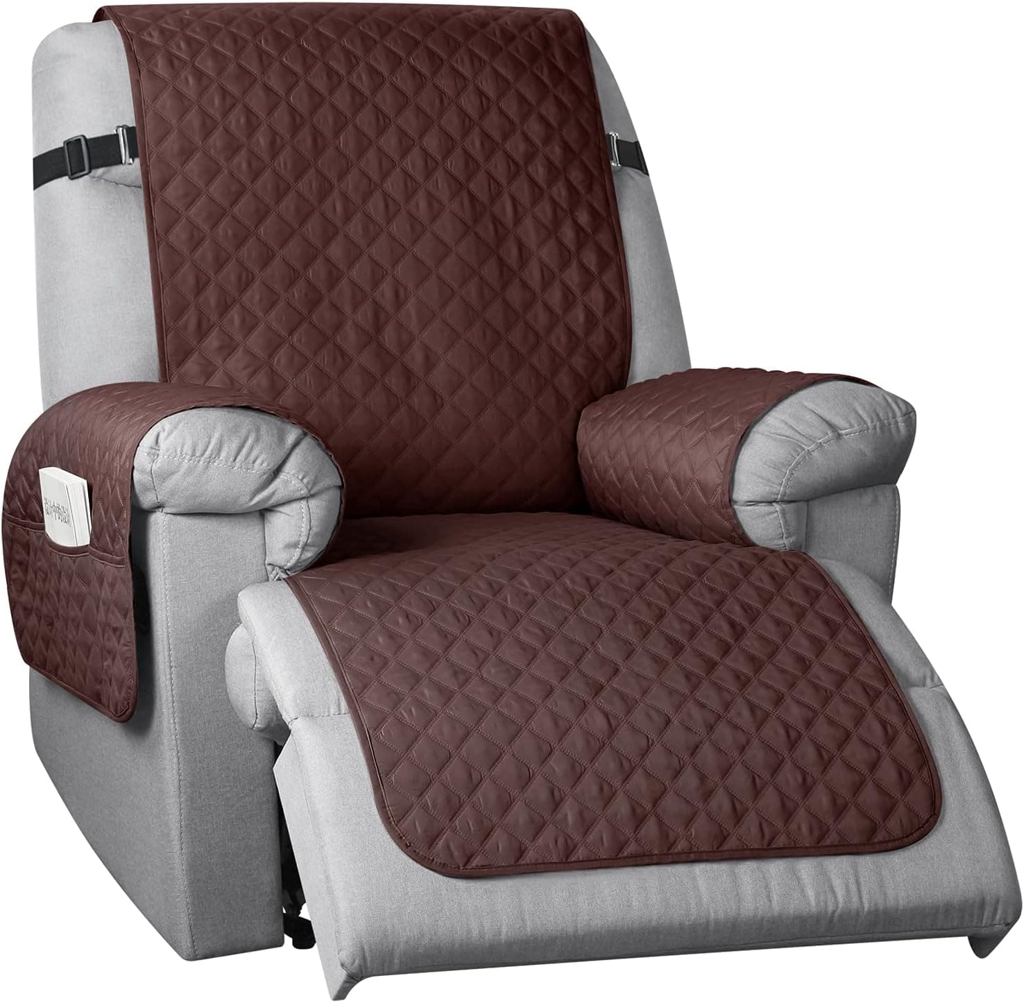 TAOCOCO Non-Slip Recliner Chair Cover Sofa Slipcover, Pet Cover for Large Recliner with Elastic Straps, Washable Chair Seat Cover Recliner Chair Furniture Protector (28'' Oversized, Brown)