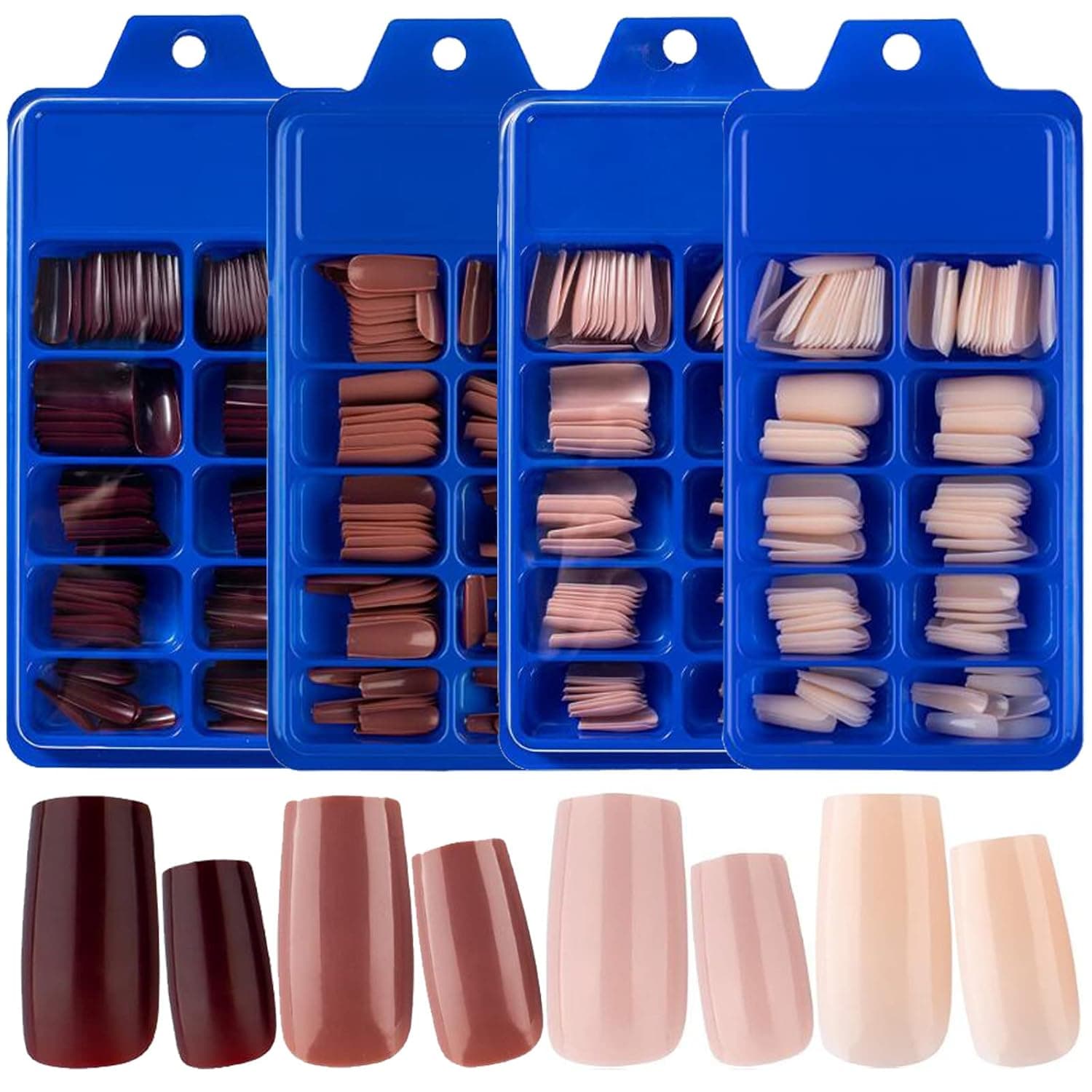 LoveOurHome Square Press on Nails Medium Length Colored Fake Nail Tips French Acrylic Artificial False Fingernails 10 Sizes Full Cover Press on Nails for Women Girls Kids Manicure DIY