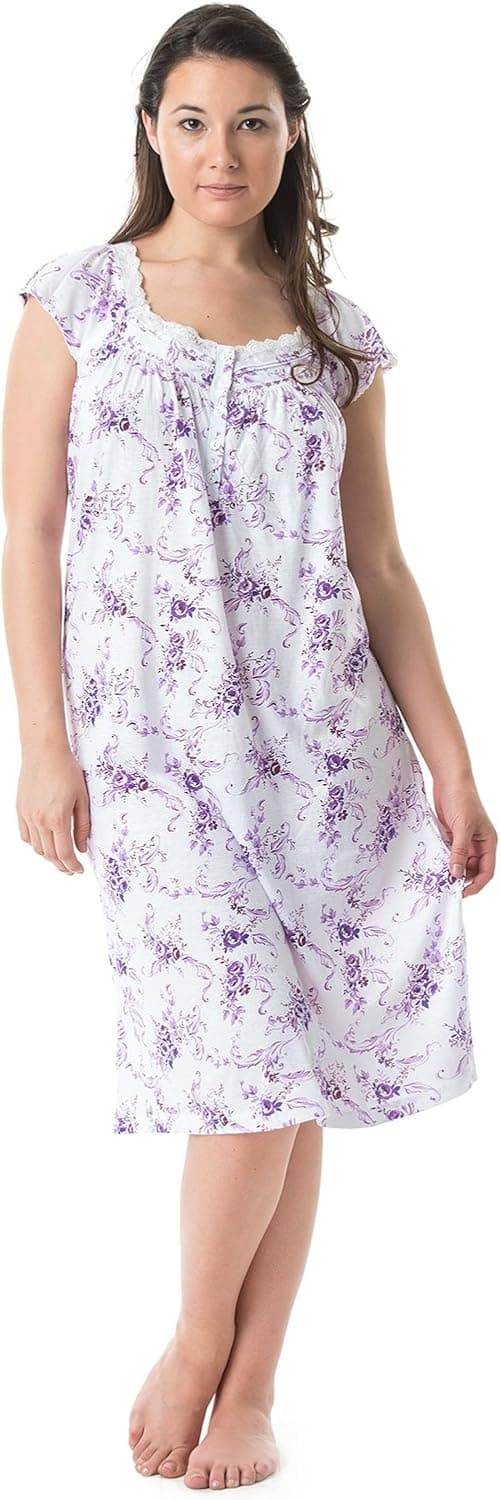 Casual Nights Women's Cap Sleeves Floral Lace Nightgown