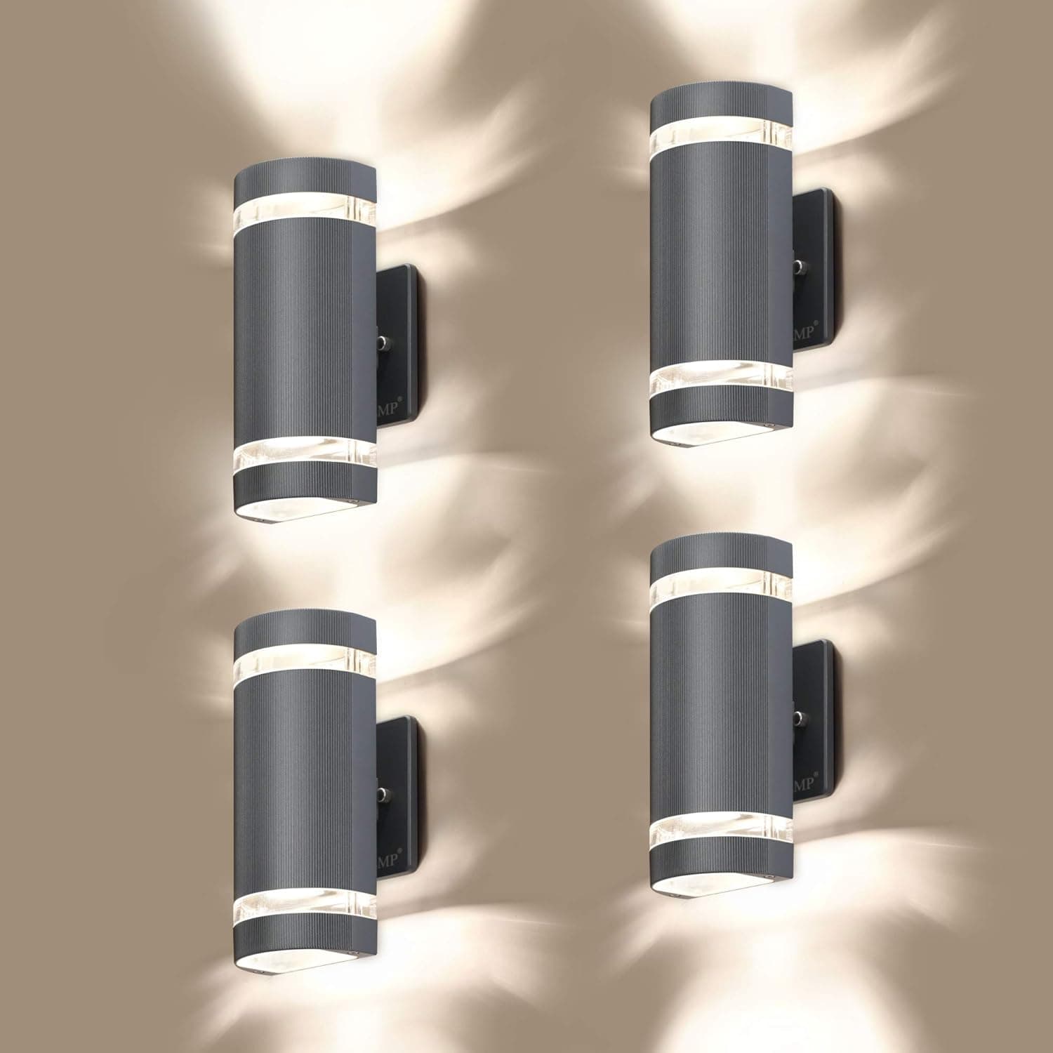 LMP LED 4 Pack Semi Cylinder Up and Down Lights Outdoor Wall Light,Body in Aluminum Waterproof Outdoor Wall Lamps,3000k 5W with Certificate ETL…