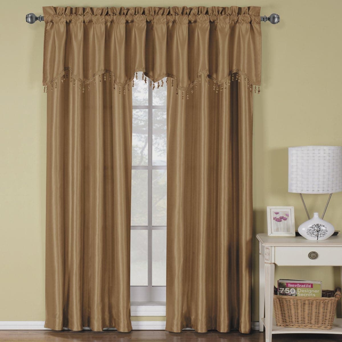 Designer Luxury Eleanor Window Treatments - 11 shades to match any decor! (Mushroom, 63-inch rod long panel (42x63) each)