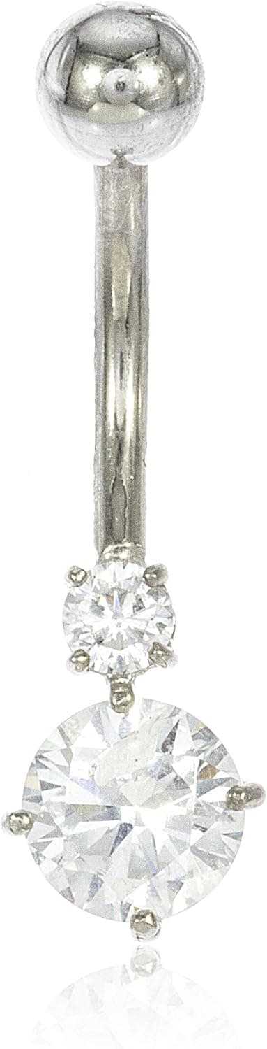 JOTW 10K White and Yellow Gold Belly Button Rings