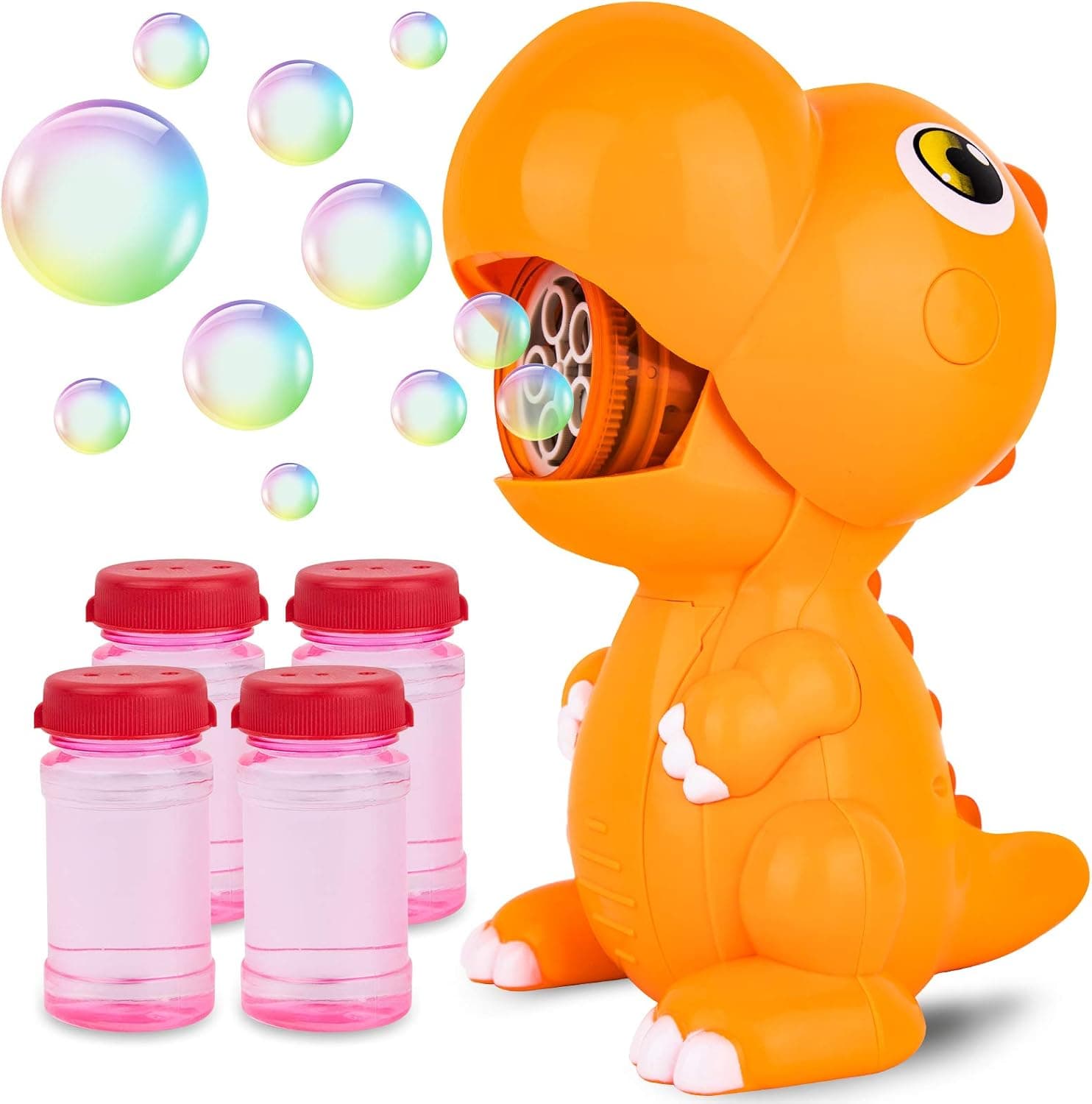 Bubble Machine, Dinosaur Bubble Blower, 2000+ Bubbles Per Minute, Automatic Bubble Toys for Kids Toddler with 4 Bottles of Bubble Solution, Dinosaur Toys Summer Toys for Parties Outdoor Indoor
