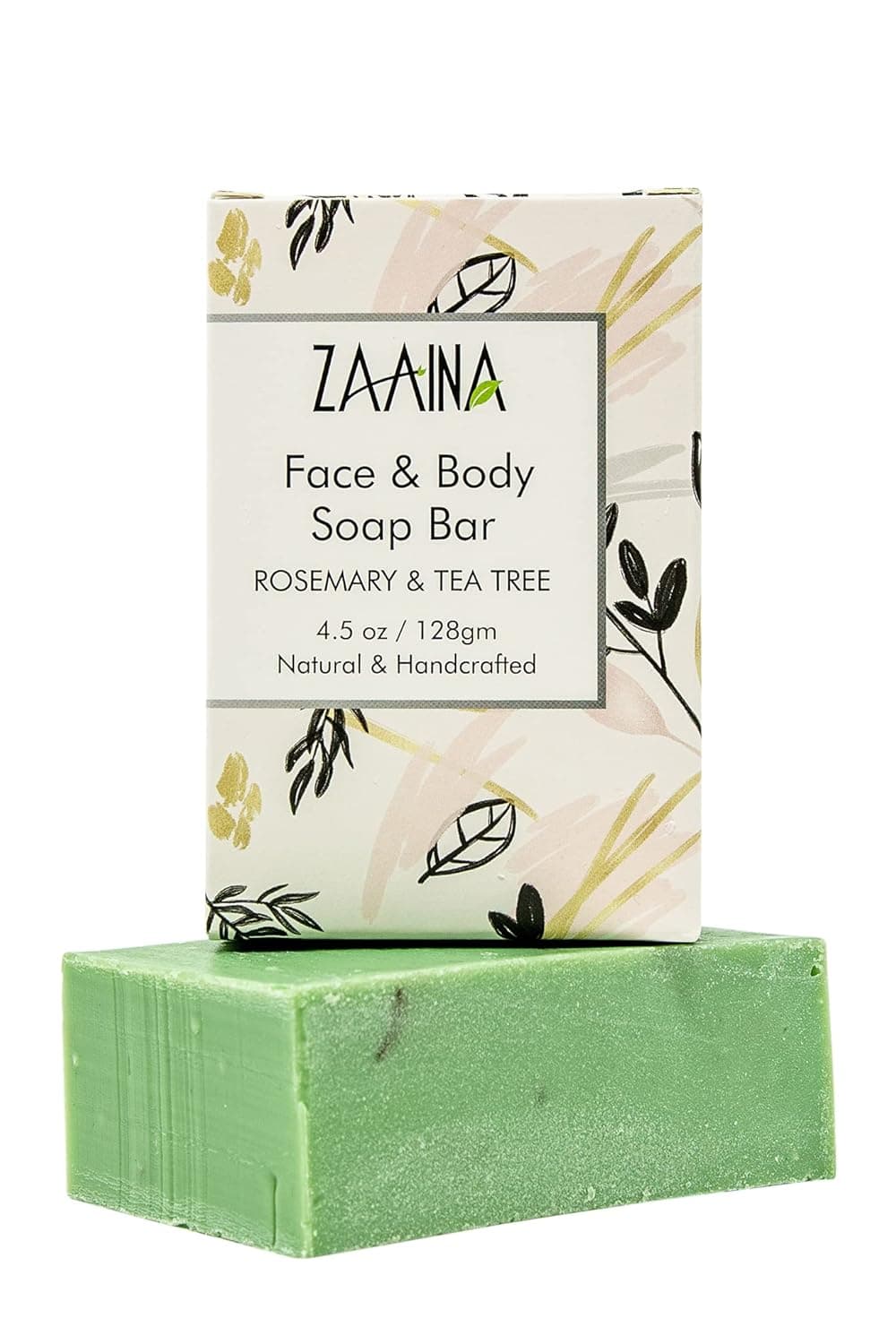 Zaaina ROSEMARY TEATREE EUCALYPTUS Soap Bar, 100% Natural & Handmade, Moisturizing, Made with Pure Essential Oils and Clean Ingredients | Made in USA 4.5 oz