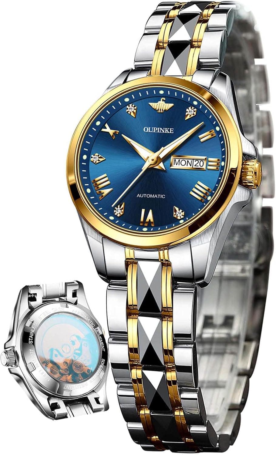 OLEVS Swiss Brand Women Watch Automatic Self Winding Mechanical Fashion Bracelet Set Sapphire Crystal Dress Waterproof Ladies Wrist Watch