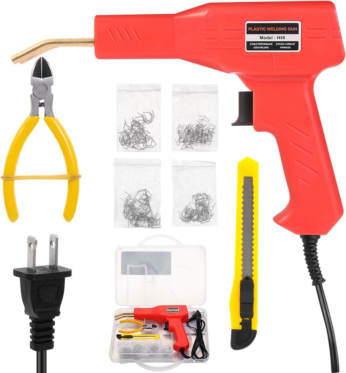 1 Set Plastics Welder Car Bumper Repair Tool Kit, 110V 50W Hot Stapler, Welding Repairing Machine/Outside Corner/Inside Corner/Wave Staples