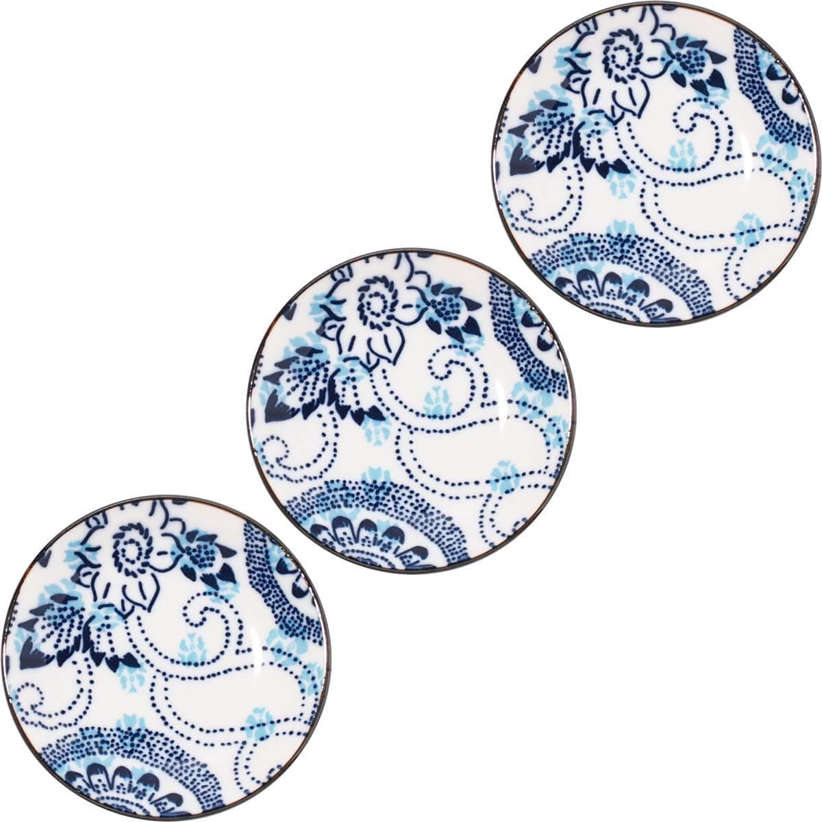 Minorutouki Konjo Ceramic Royal Small Plates Kazaguruma Set of 3 φ4×H0.68in 2.5oz Made in Japan