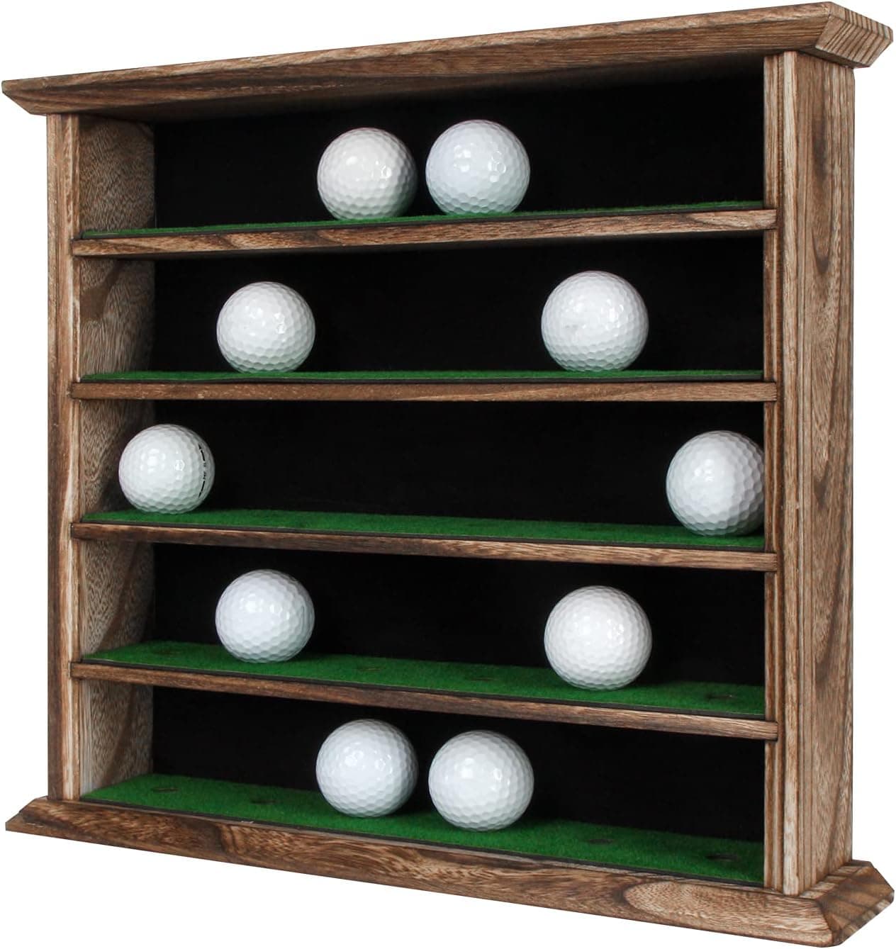J JACKCUBE DESIGN 30 Golf Ball Display Case Wall Rack Cabinet Holder Shelf, No Door, Rustic Wood Wall Mount- MK802B