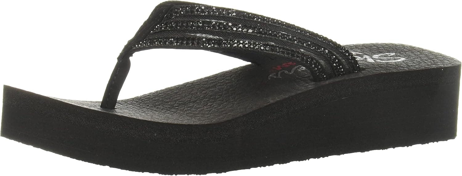 Skechers Women's Vinyasa-Sugar Pie-Sheer Panel Rhinestone Thong Flip-Flop