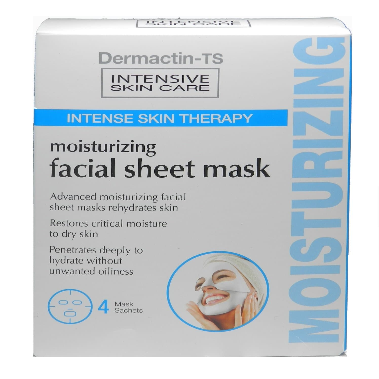 Dermactin-TS Facial Moisturizing Sheet Mask 4-Count (3-PACK)