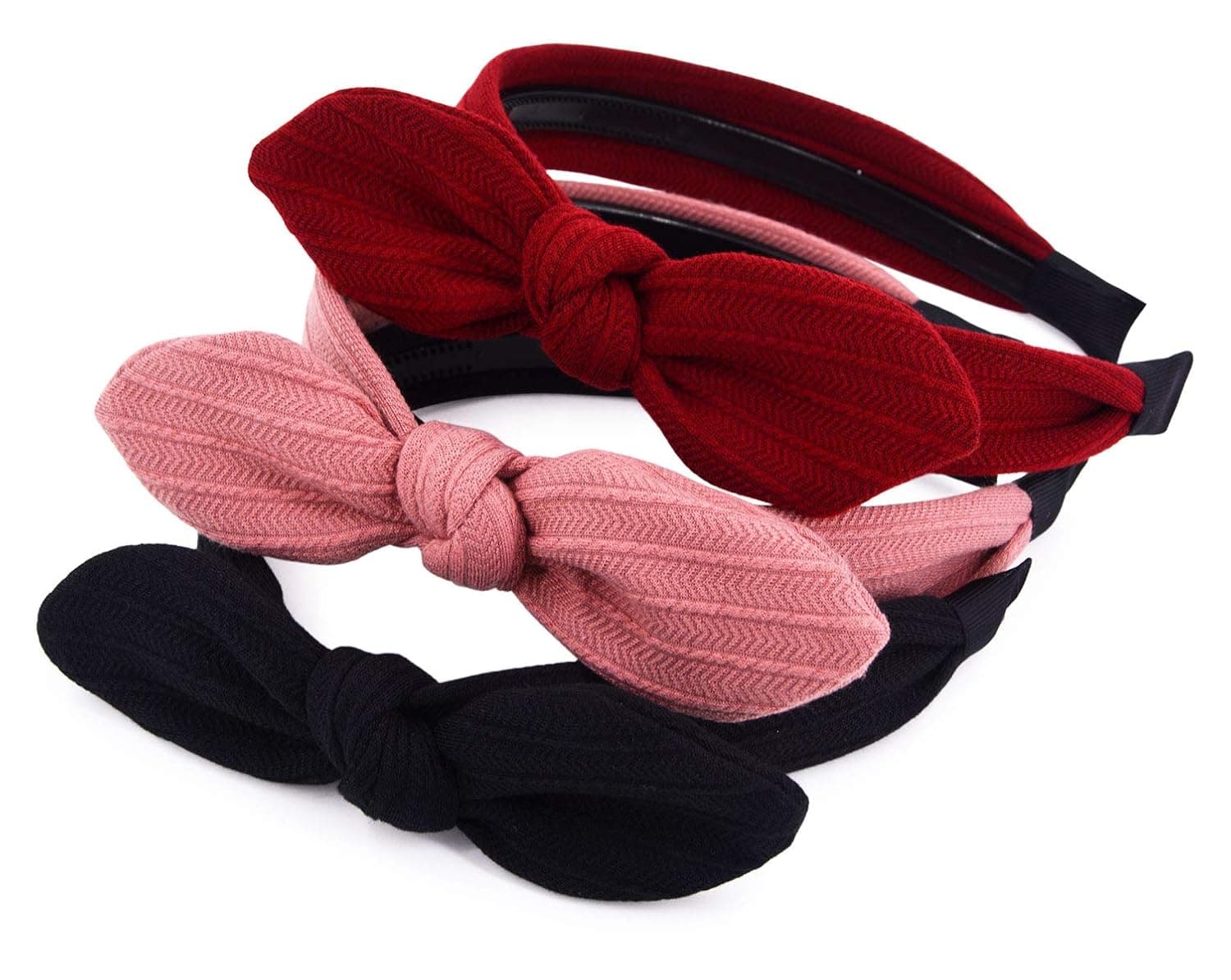 STHUAHE 3PCS Women and Girls Lovely Pure Color Handmade bowknot Hair Hoop Hairband Headband Hair Accessories by Beauty hair (3 Color)
