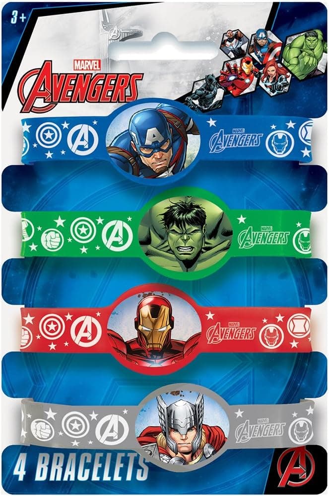 Unique Industries boys Wristbands Avengers Silicone Wristband Party Favors 4ct, Assorted, One Size US