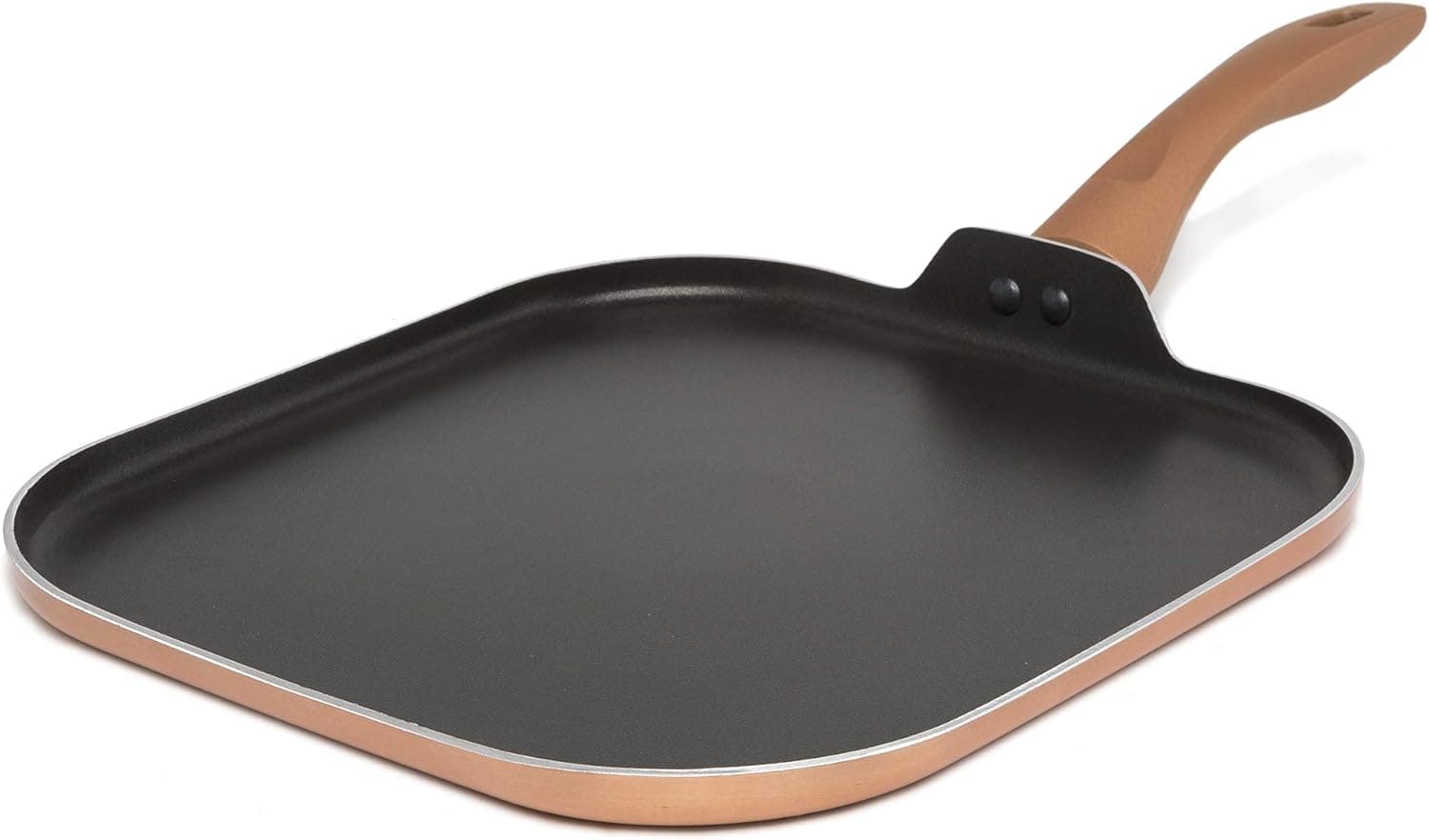 Cooking Light Dishwasher Safe, Silicone Handle, Specialty Cookware for Family, 11 Inch Griddle, Copper