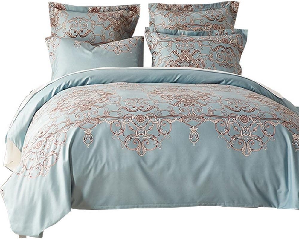 Duvet Cover Set King Size - Ultra Soft Microfiber Duvet Cover with Zipper Closure - Vintage Blue Quilt Cover 3 Pieces (1 Duvet Cover +2 Pillow Case)