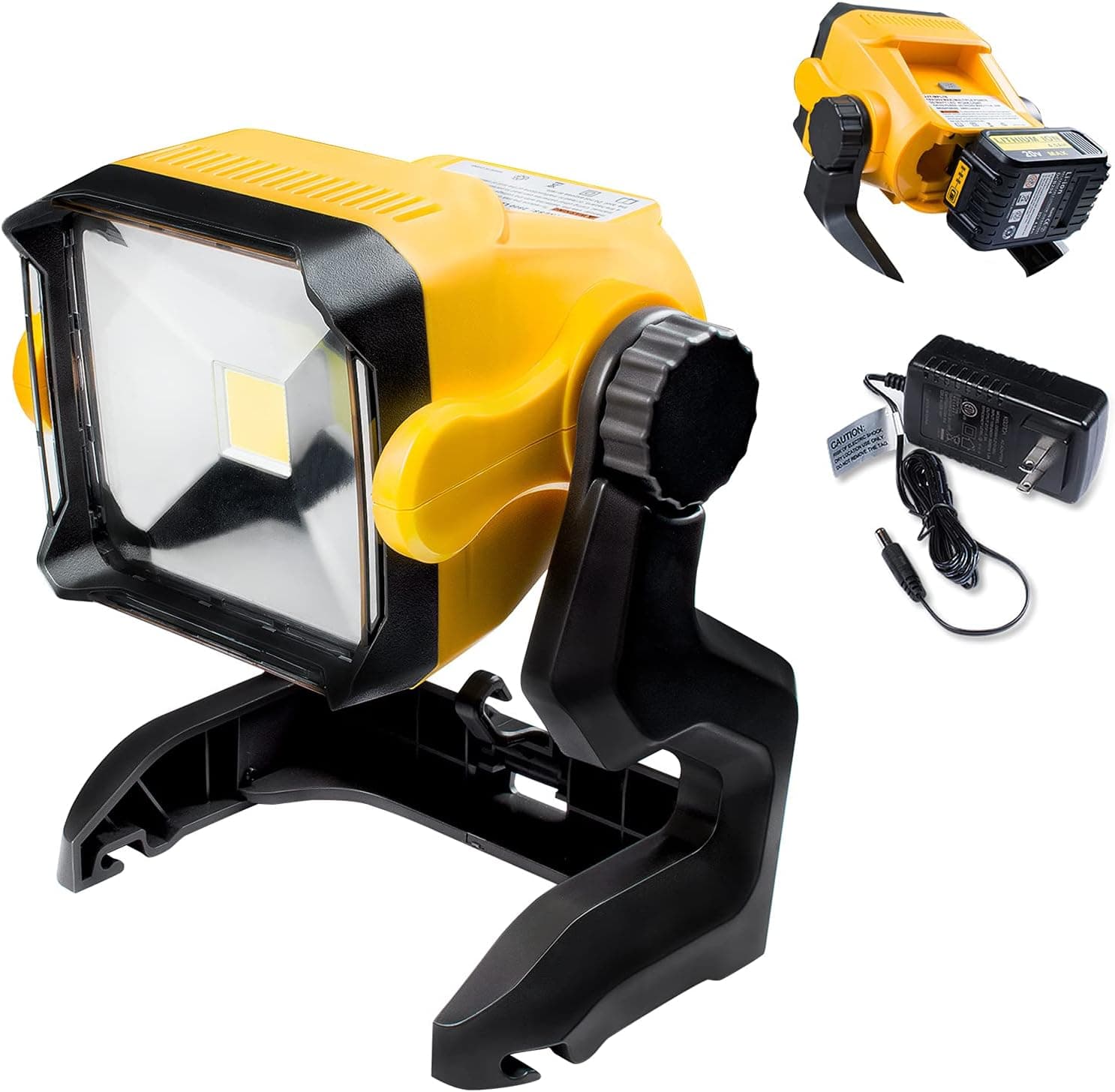 Girapow LED Work Light, 2800LM Super Bright Cordless/Corded Flood Light, Compatible with Dewalt 20V 60V, Makita 18V, Ryobi 18V Lithium Battery, for Job Site Workshop Attic (Tool Only)
