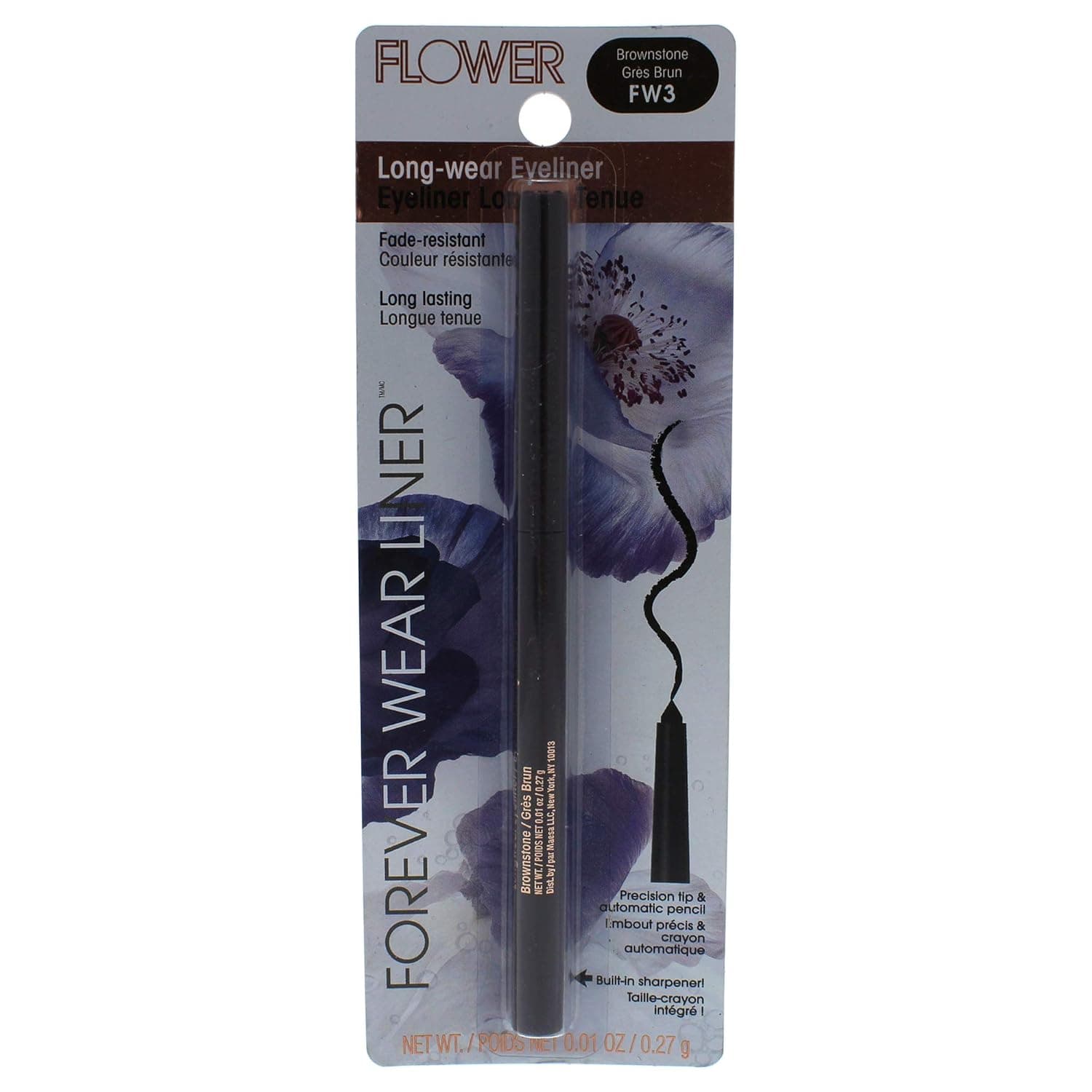 Flower Beauty Forever Wear Long Wear Eyeliner Pencil - Long Lasting, Fade-Resistant, Smooth Application Retractable Eye Liner (Forever Brownstone)