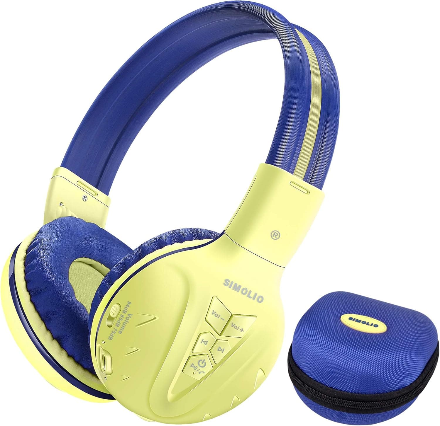 SIMOLIO Wireless Bluetooth Kids Headphones with Volume Limited, Hearing Protection Kids Wireless Headset, Wireless Headphones for Kids, Bluetooth Headsets for Girls,Boys, Gifts(Yellow)