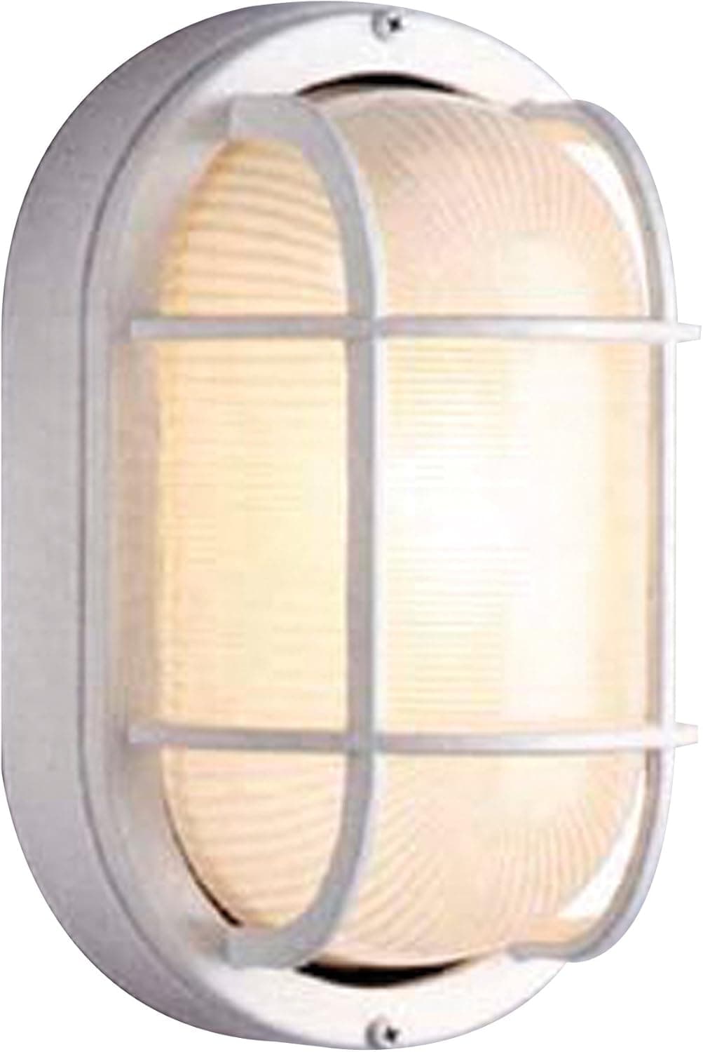Preferred Industries TR41005-WHT Aluminum Oval Deck Light with Frosted Glass and Ceramic Socket