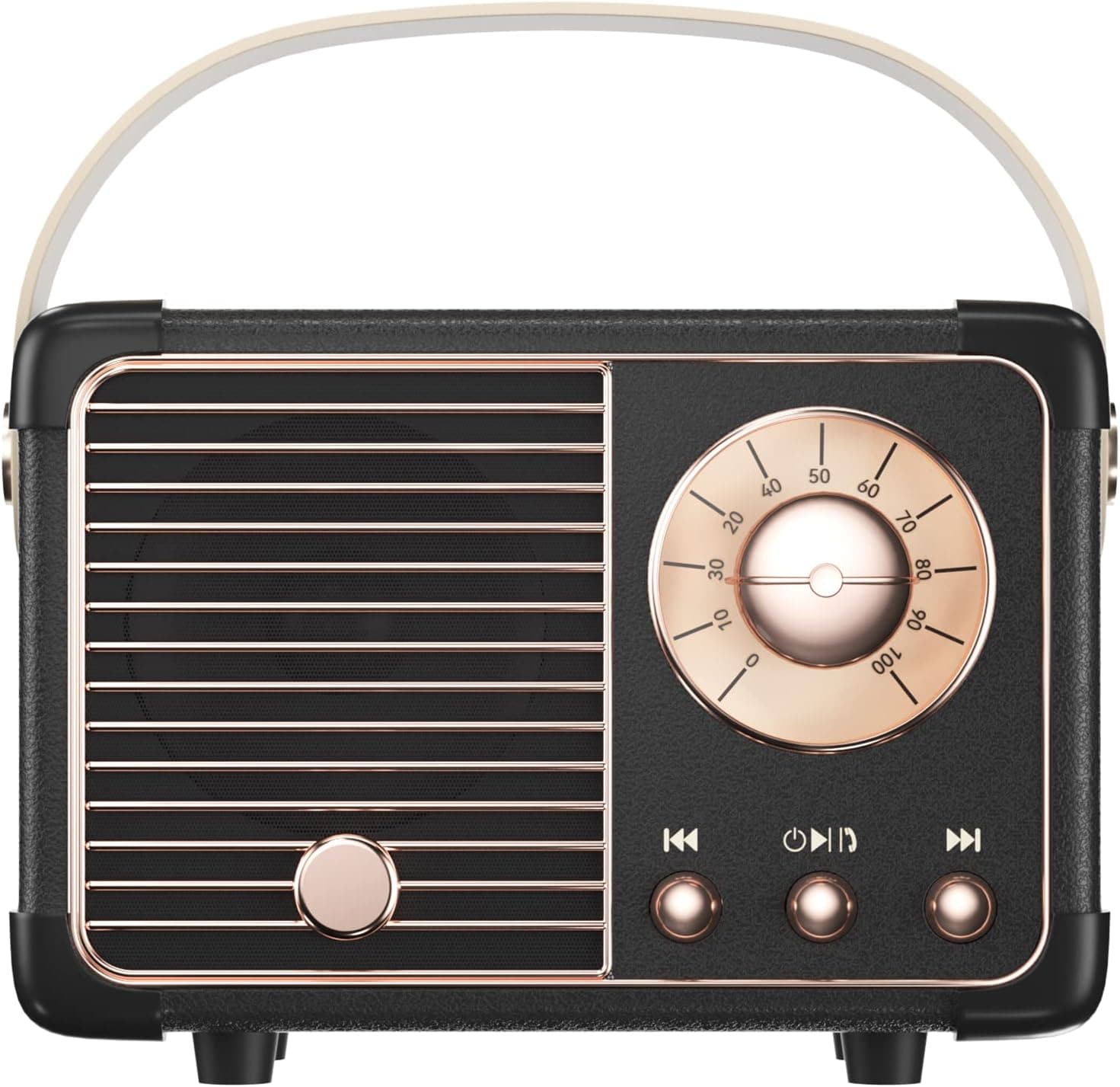 SpringFlora Retro Bluetooth Speaker, Vintage Decor, Small Wireless Stereo Speaker,Hands-Free Call,400mA Battery,TF Card,Aux Line, Water-Proof for iOS Android Smartphone Home Office Gift Ideas Black