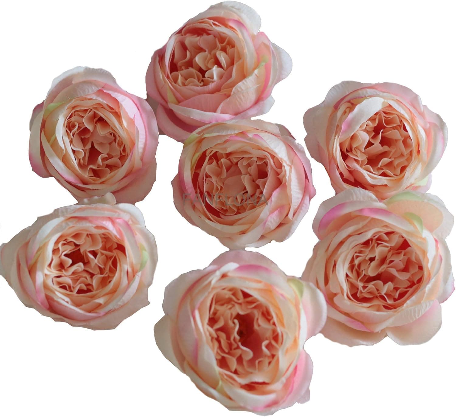 FANFLONA Silk Flowers in Bulk Wholesale 60 Flower Heads Silk Tea Rose Artificial Peony Flower Heads (Champagne Pink)
