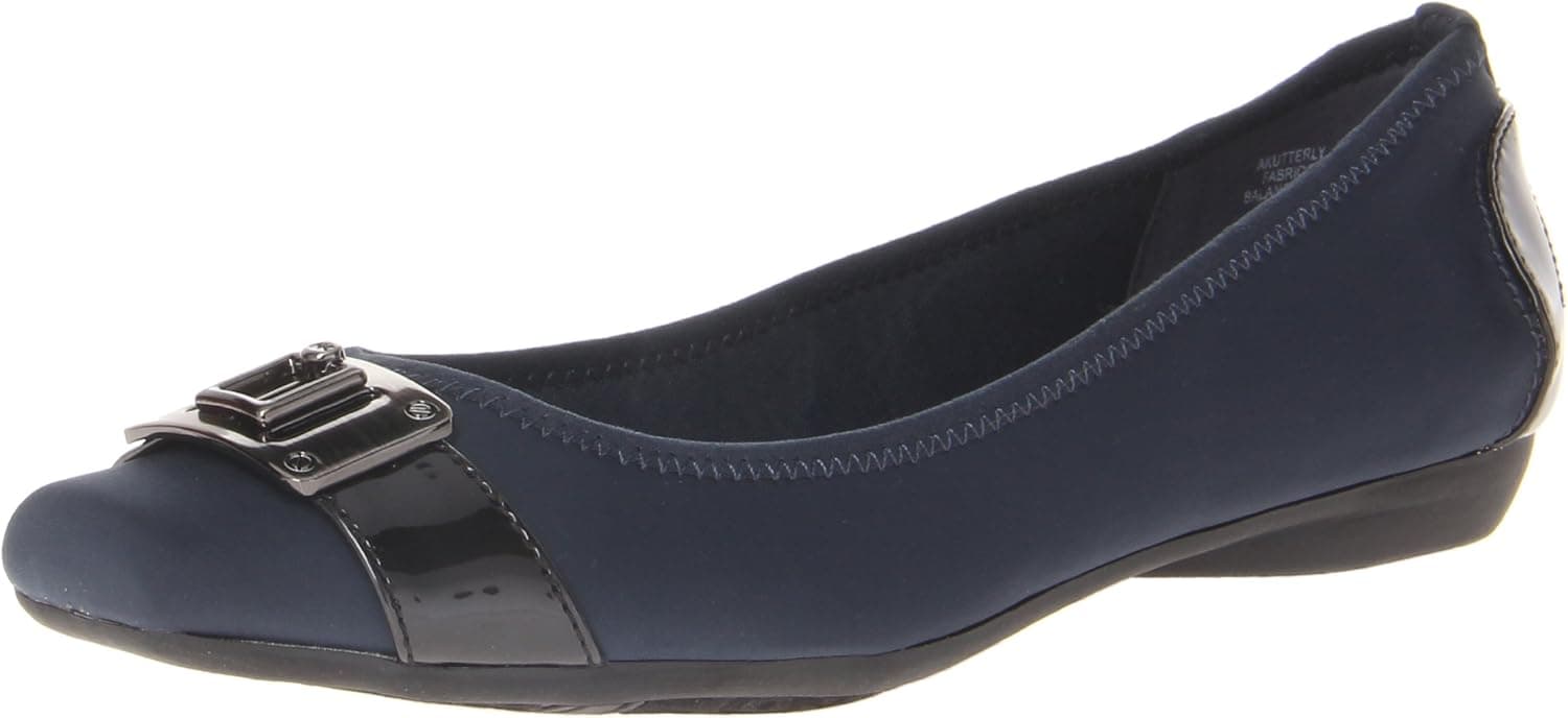 Anne Klein Sport Women's Utterly Ballet Flat,Black/Black Fabric,10 M US