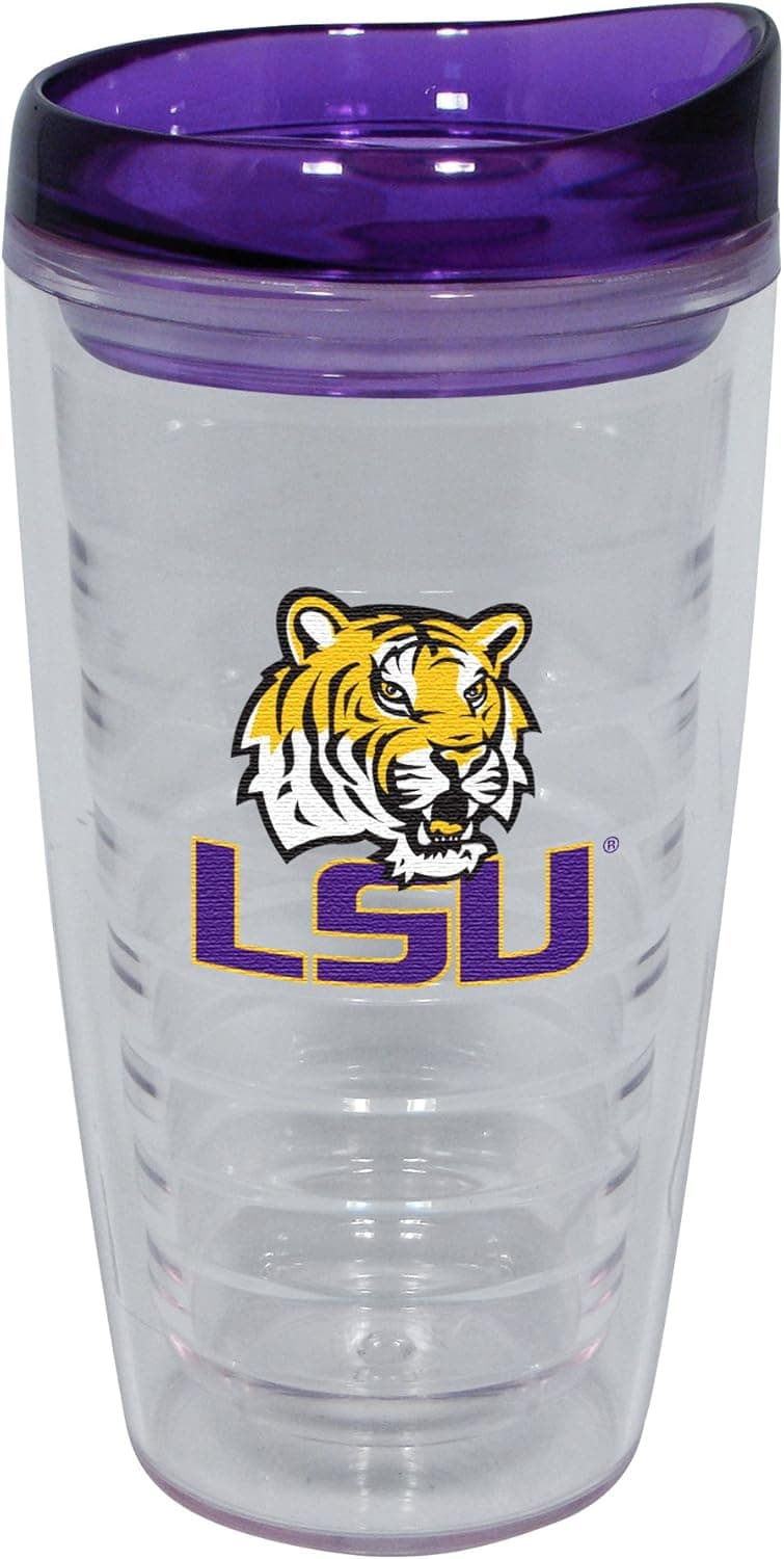 NCAA Louisiana State Fightin Tigers 16-Ounce Slimline Tumbler with Color Lid