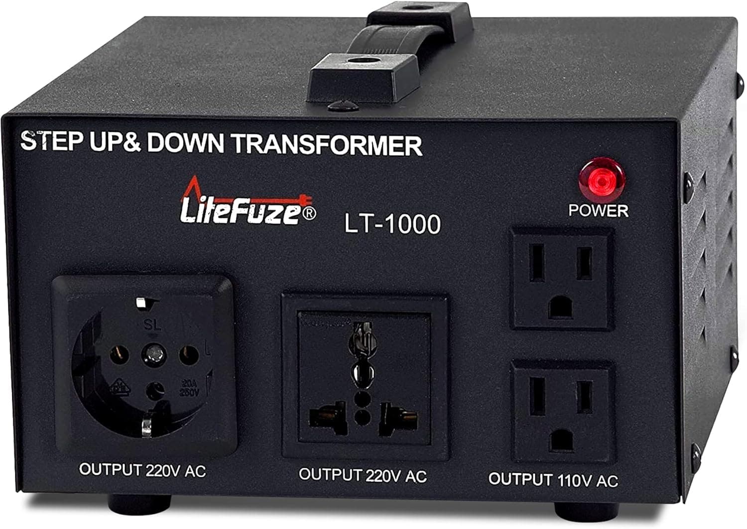 LiteFuze LT Series 1000 Watt Voltage Converter Transformer Step Up/Down - 110v to 220v / 220v to 110v Power Converter - Fully Grounded Cord - Universal Socket, CE Certified [5-Years Warranty]