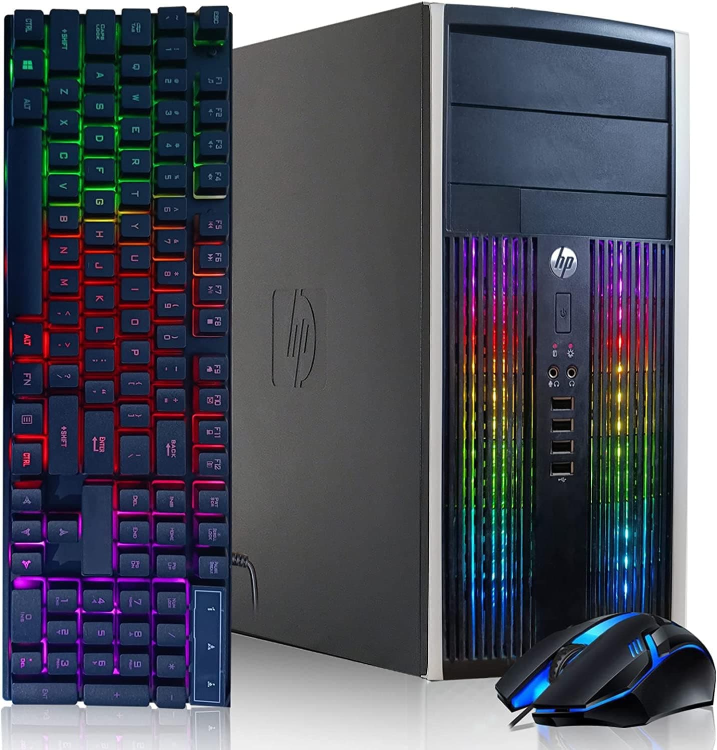HP Gaming PC Desktop Computer - Intel Quad I7 up to 3.8GHz, GeForce GTX 1660 Super GDDR6 6G, 16GB Memory, 256G SSD + 3TB, RGB Keyboard & Mouse, WiFi & Bluetooth 5.0, Win 10 Pro (Renewed)