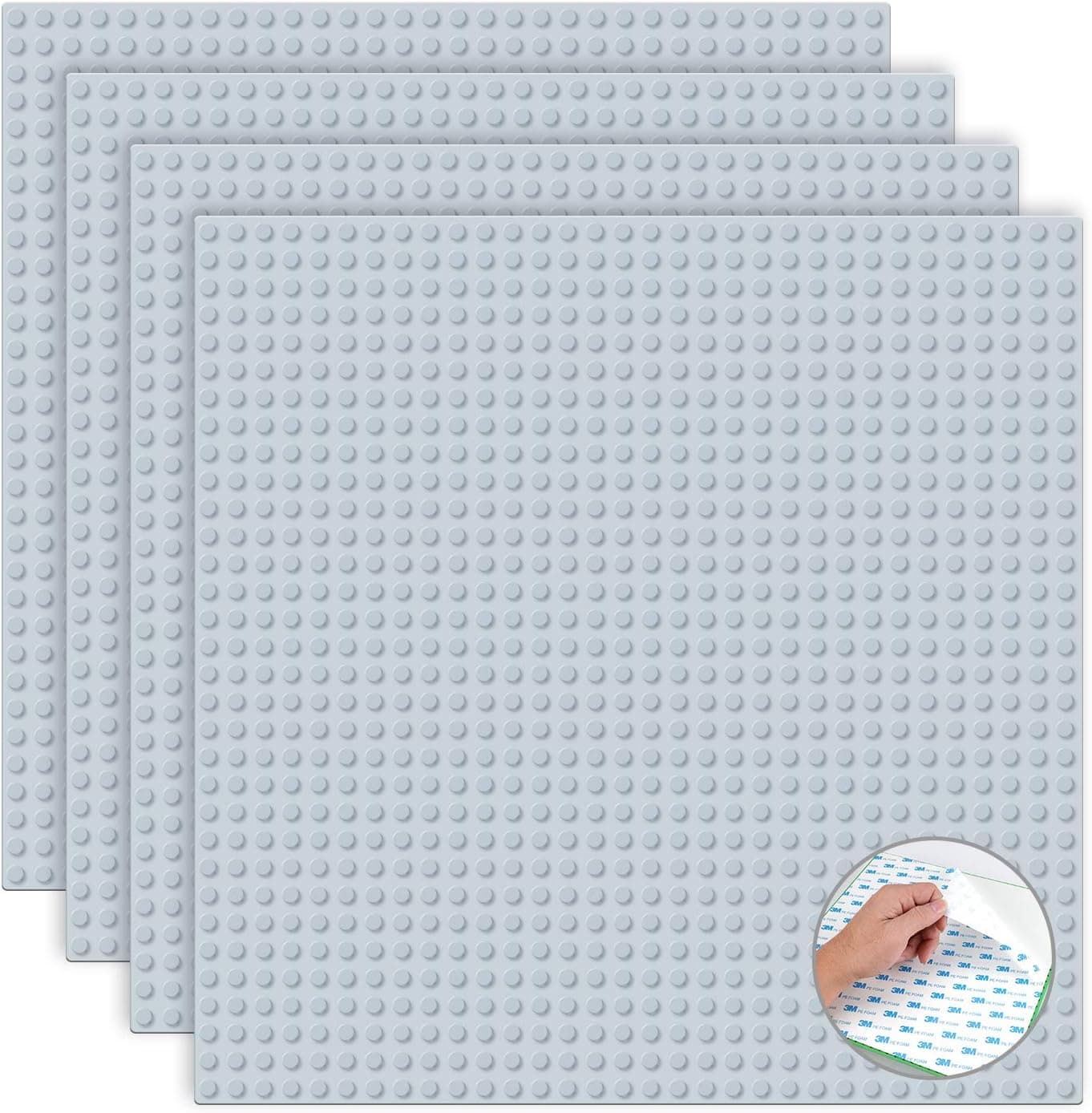 CLOURF Peel-and-Stick Baseplates 10" x 10" in Variety Color - Compatible with All Major Brands (4 Gray)