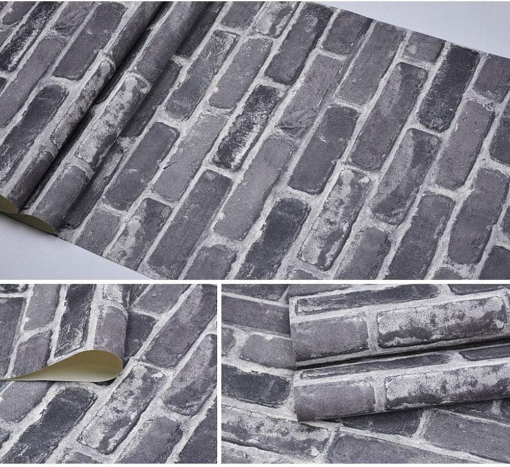 Okydoky Peel and Stick Grey Brick Wallpaper, Self-Adhesive Wallpaper, Vinyl Waterproof Vintage Wallpaper, Self-Sticking Wallpaper, Contact Paper for House Decoration, No.57101-6
