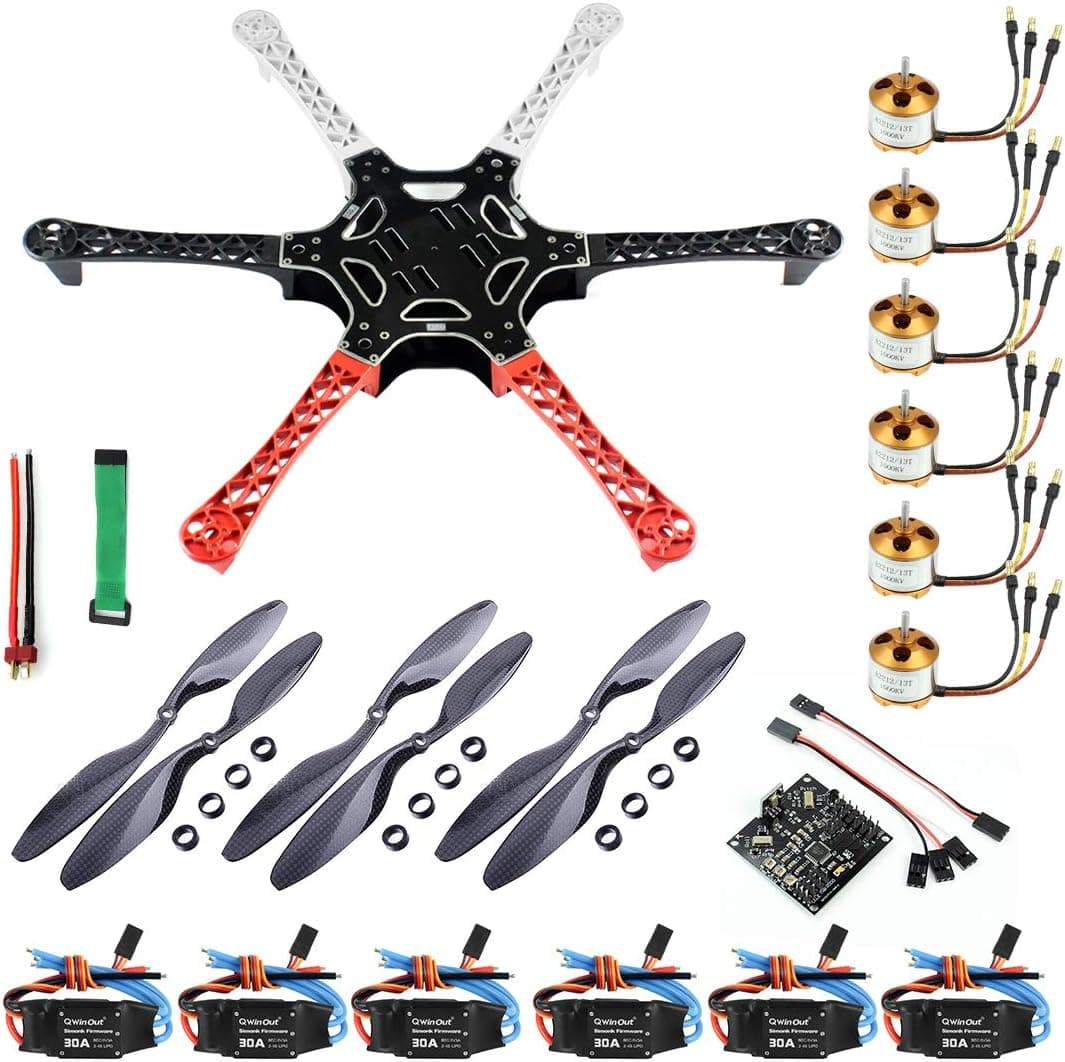 QWinOut F550 RC Hexacopter Unassembly DIY Drone PNF Combo Set KK Multicopter Flight Control Board (No Battery/TX/RX)