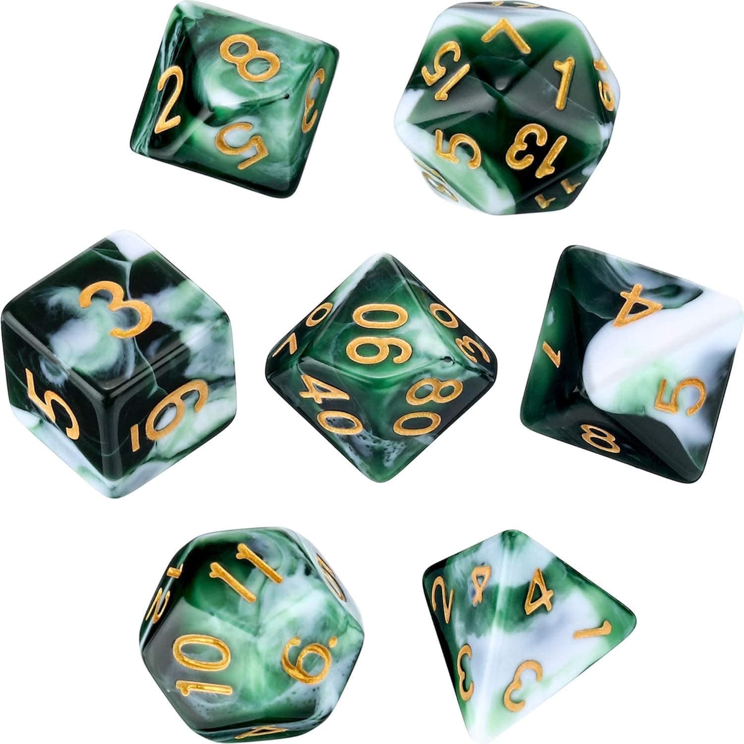 EBOOT 7-Die Polyhedral Dice Compatible with DND Dice Set Dungeons and Dragons with Black Pouch