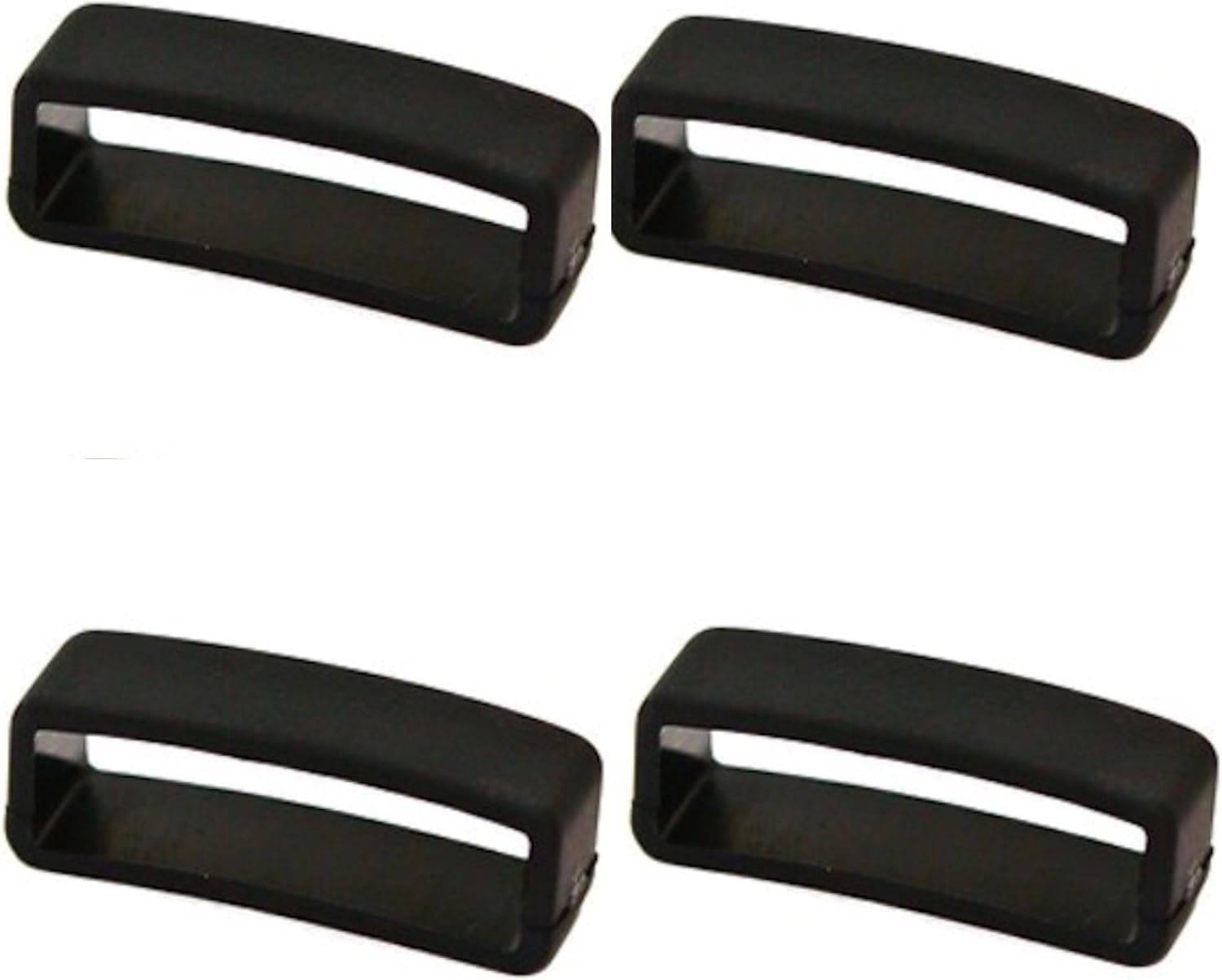 4 Pieces Size 18MM Black Rubber CUIR DE LYON Replacement Watch Band Strap Loops